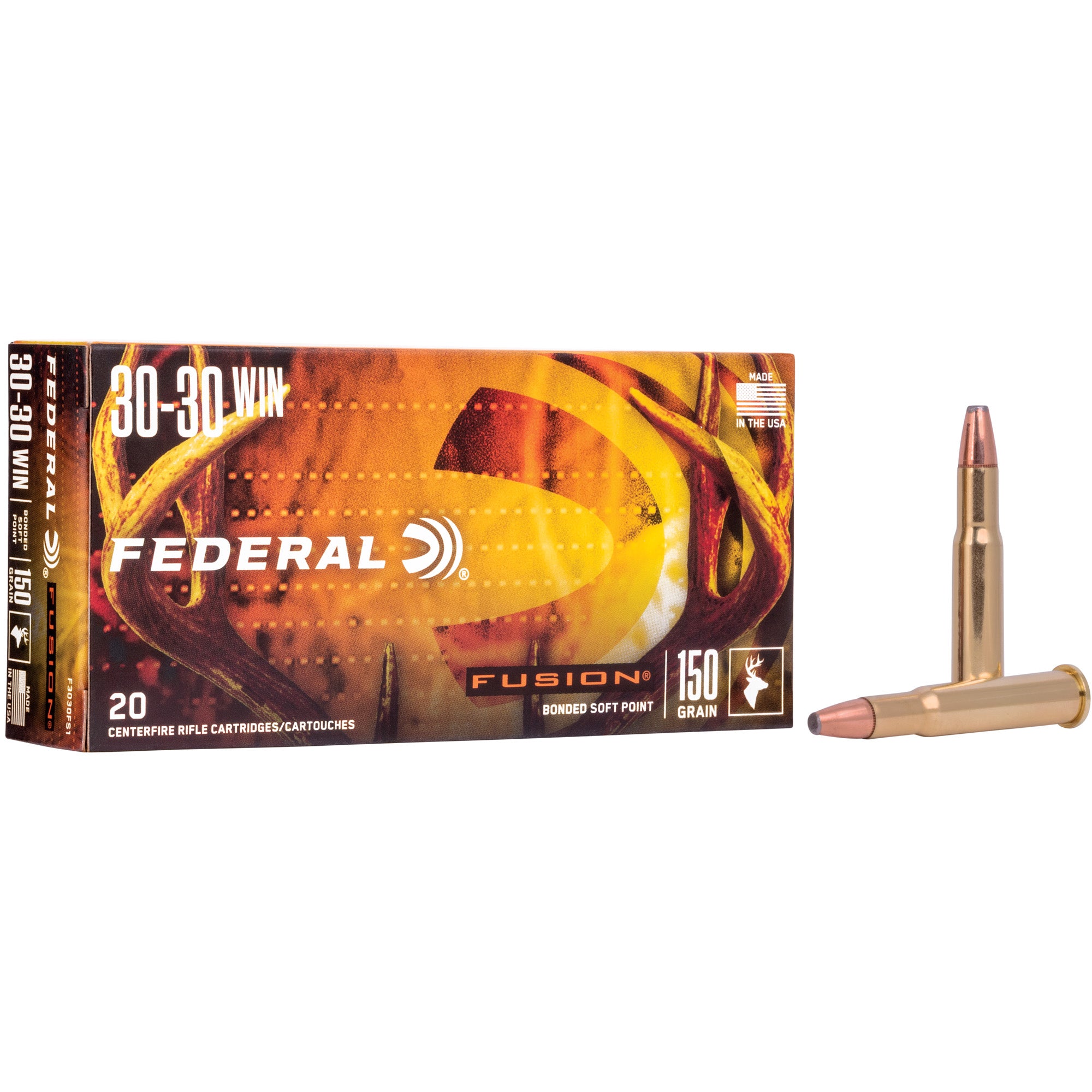 Federal Fusion 30-30 Winchester 150 Grain Flat Soft Point Rifle Ammo - Box of 20 Rounds