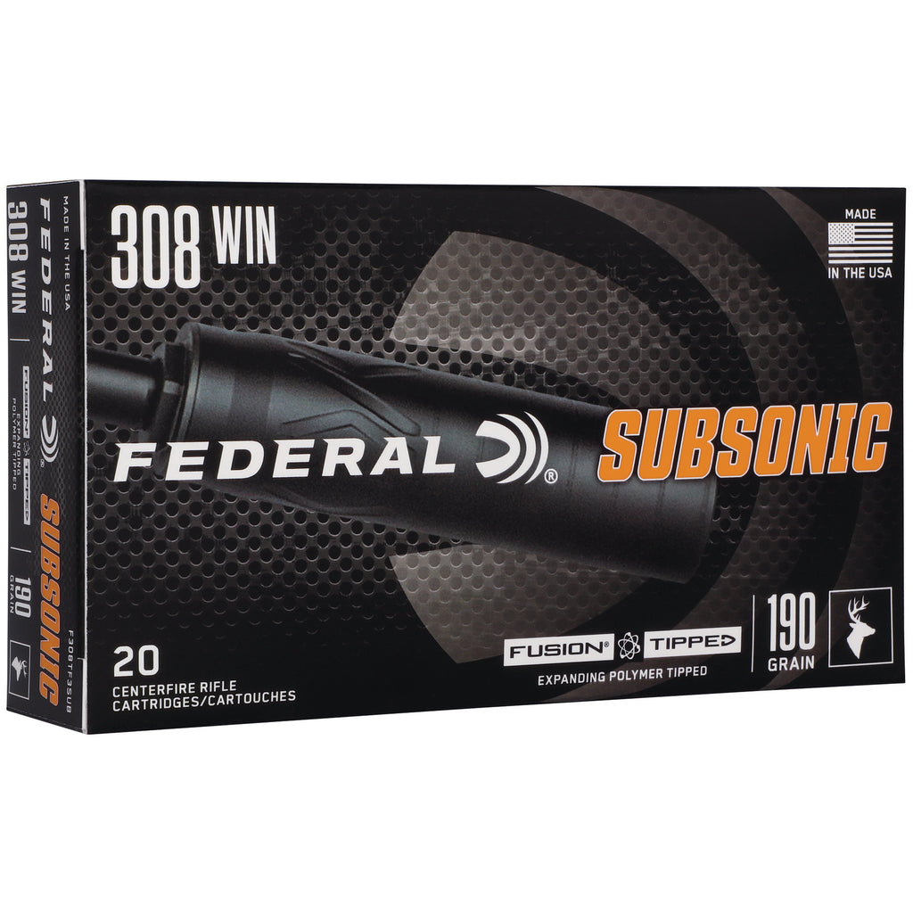 Federal Fusion Tipped 308 Winchester 190 Grain Suppressor-Optimized Ammunition - 20 Rounds
