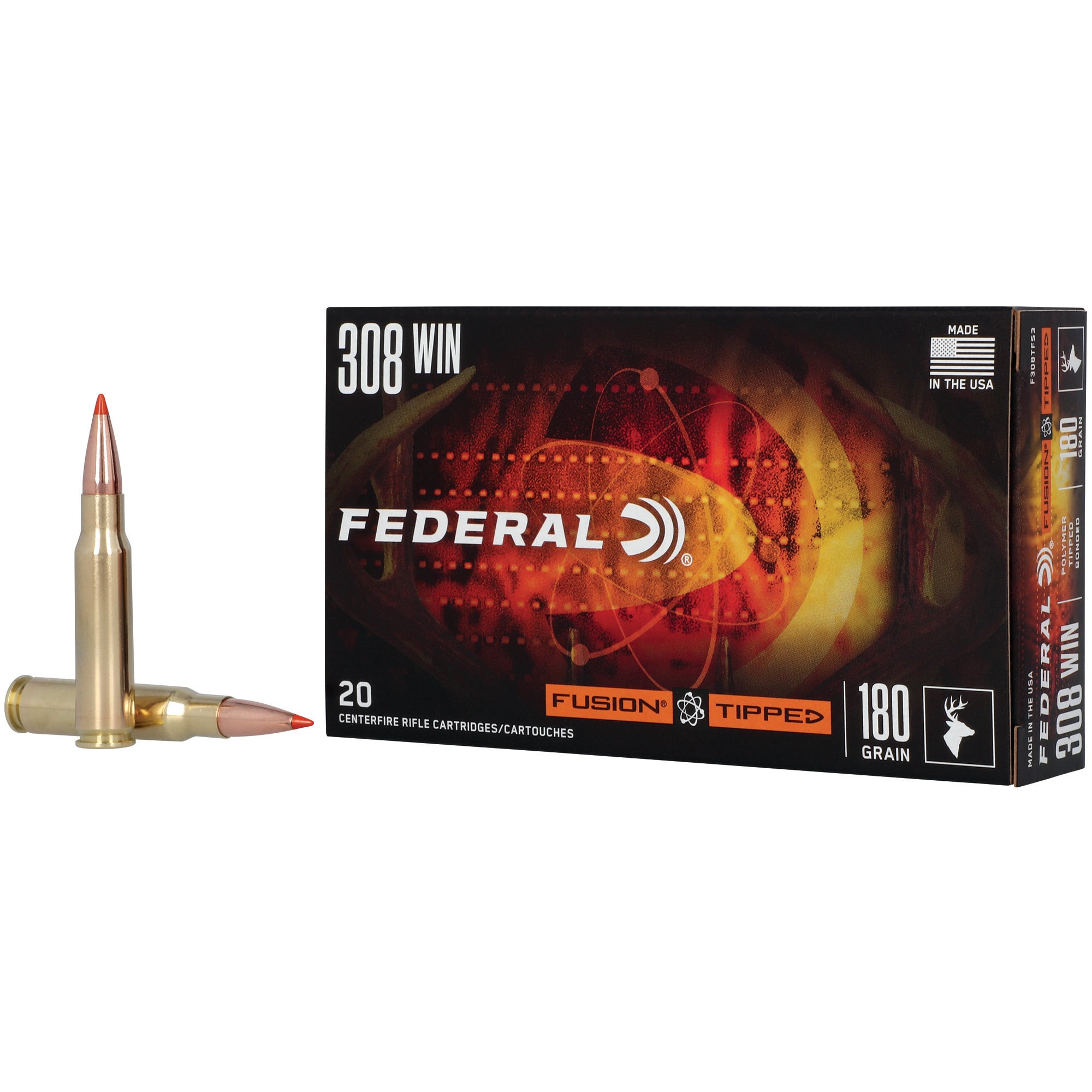 Federal Fusion Tipped .308 Winchester 180-Grain Polymer Tip Ammunition - 20 Rounds per Box