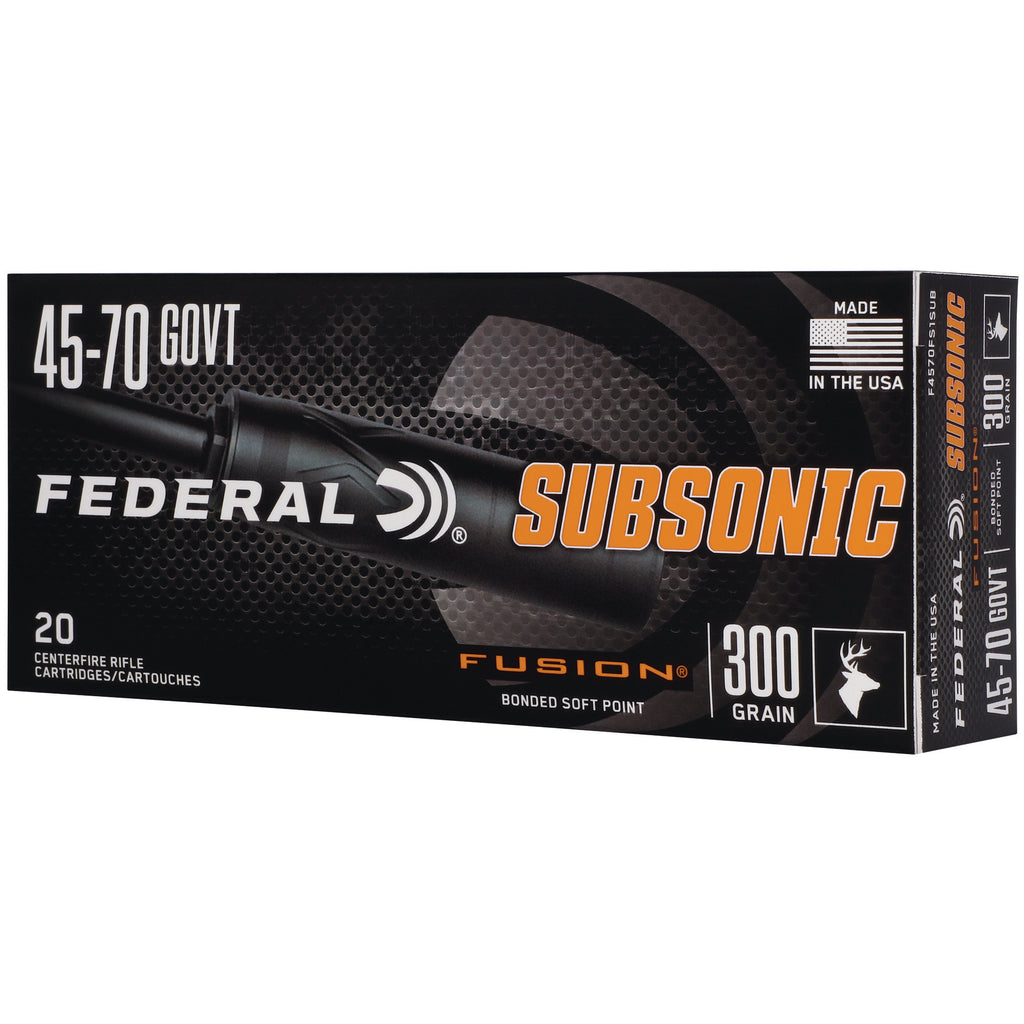 Federal Fusion F4570FS1SUB 45-70 Government 300-Grain Solid Base Suppressor-Optimized Ammunition