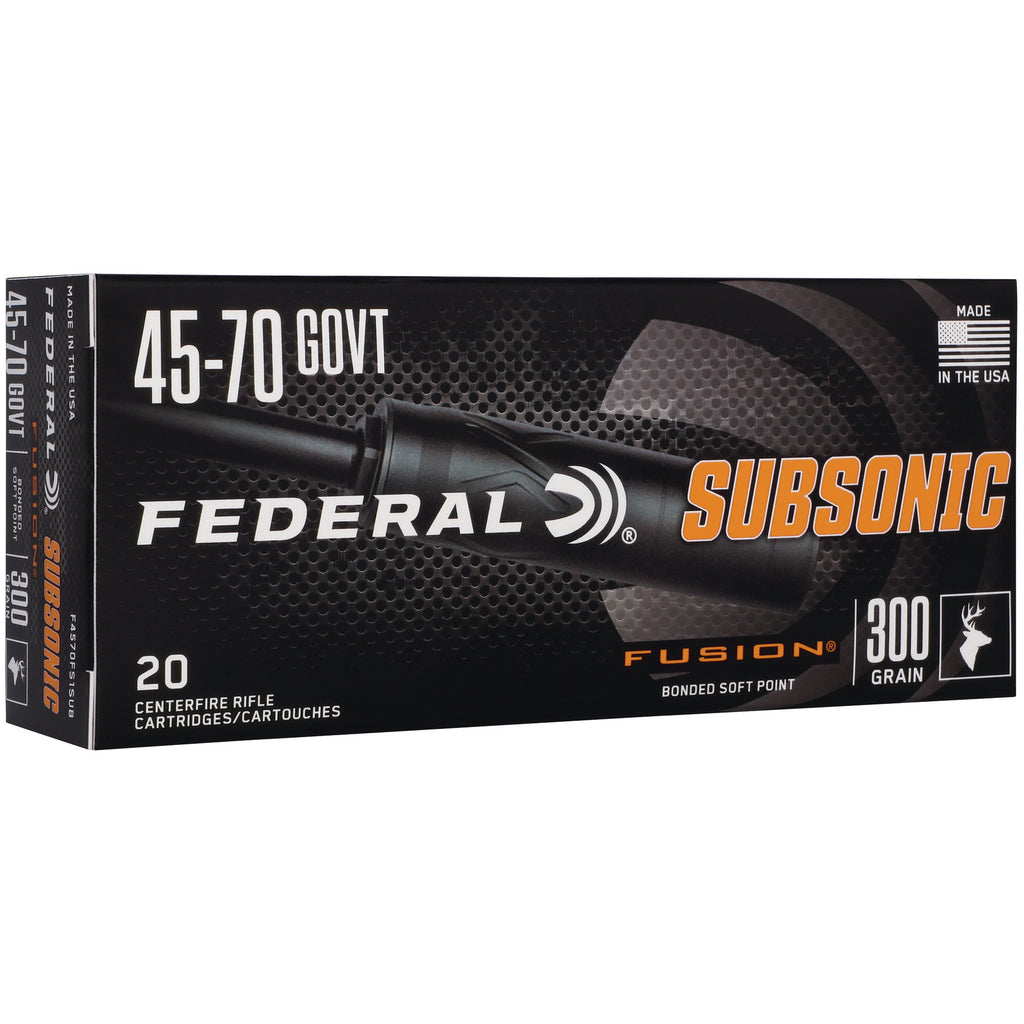 Federal Fusion F4570FS1SUB 45-70 Government 300-Grain Solid Base Suppressor-Optimized Ammunition