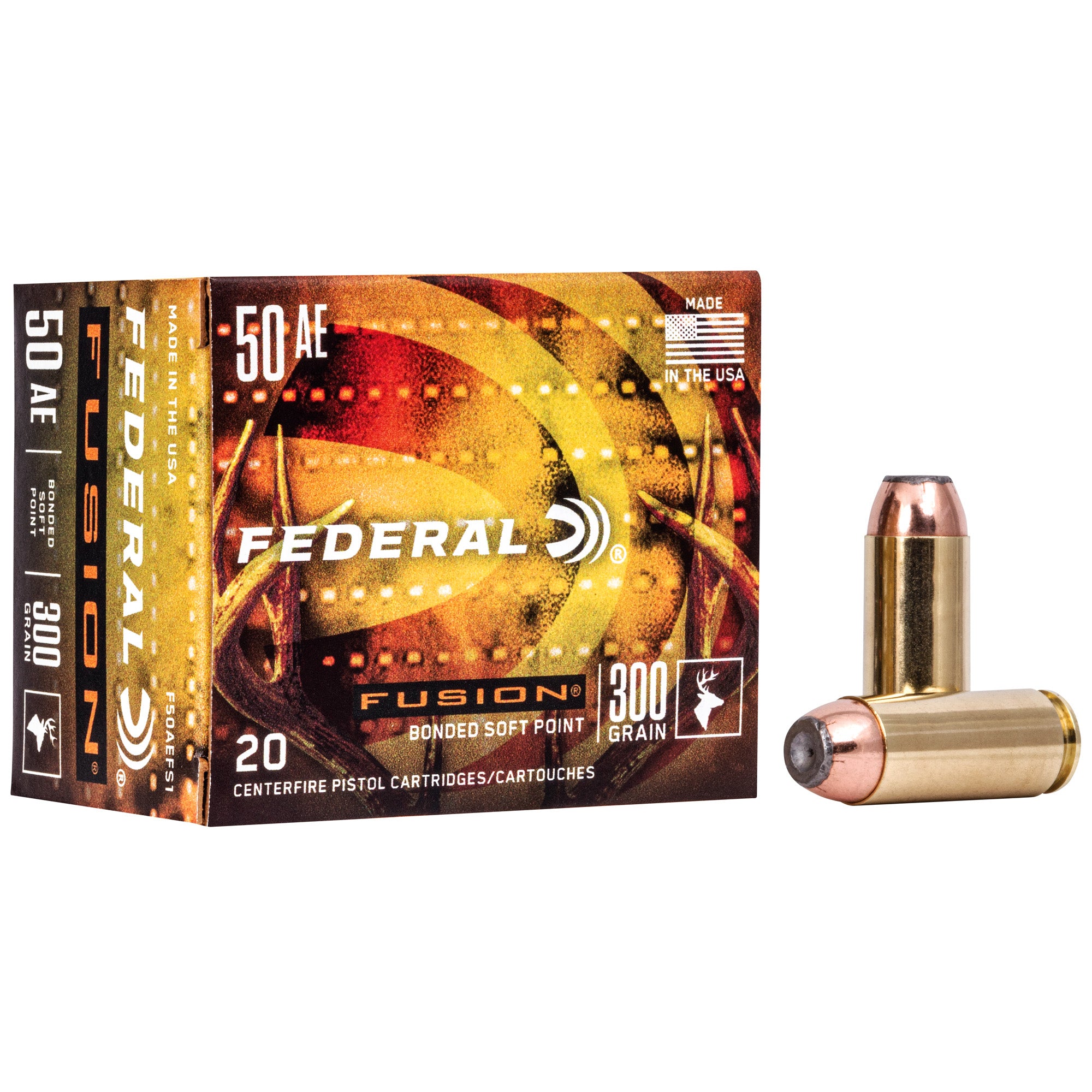 Federal Fusion 50 Action Express 300-Grain Solid Base Handgun Ammunition - 20 Rounds per Box