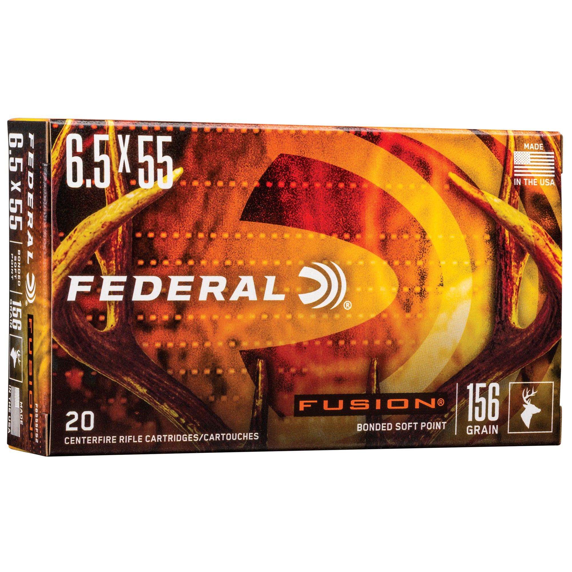 Federal Fusion 6.5x55 Swedish 156 Grain Solid Base Rifle Ammunition - Box of 20