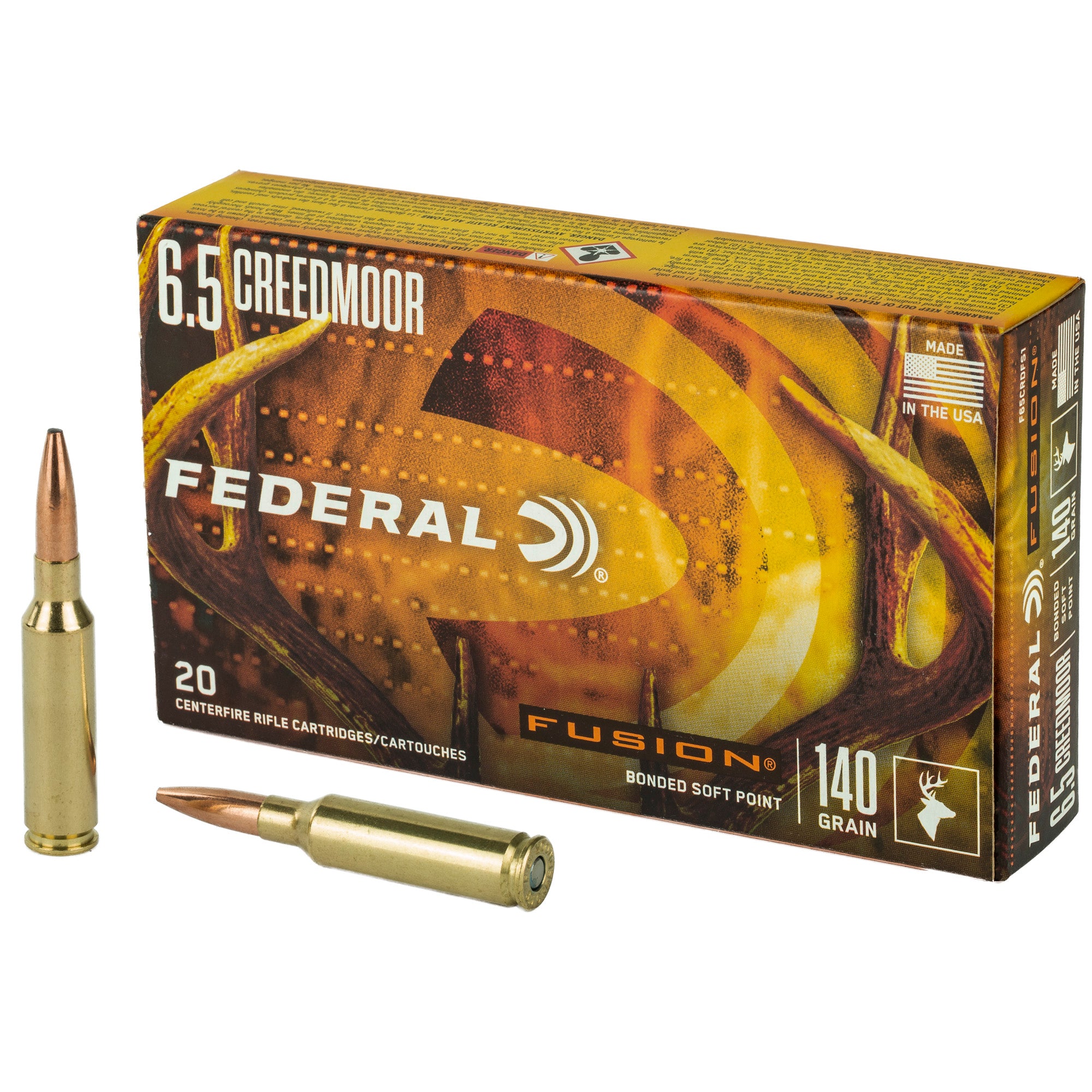 Federal Fusion 6.5 Creedmoor 140 Grain Solid Base Rifle Ammunition – 20 Rounds Per Box