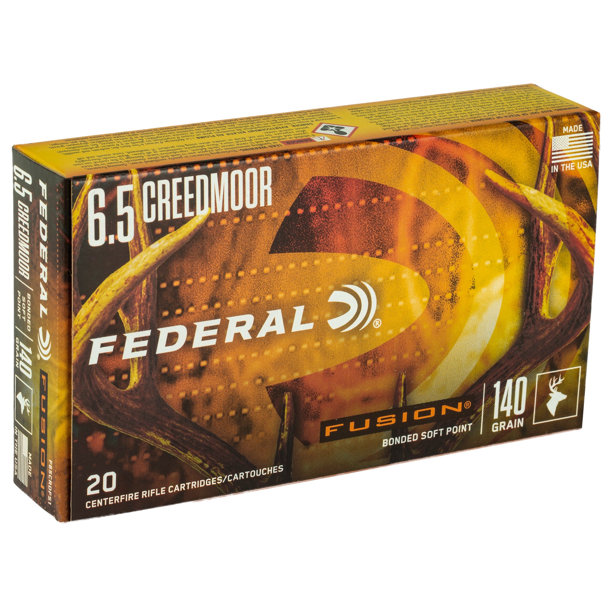 Federal Fusion 6.5 Creedmoor 140 Grain Solid Base Rifle Ammunition – 20 Rounds Per Box