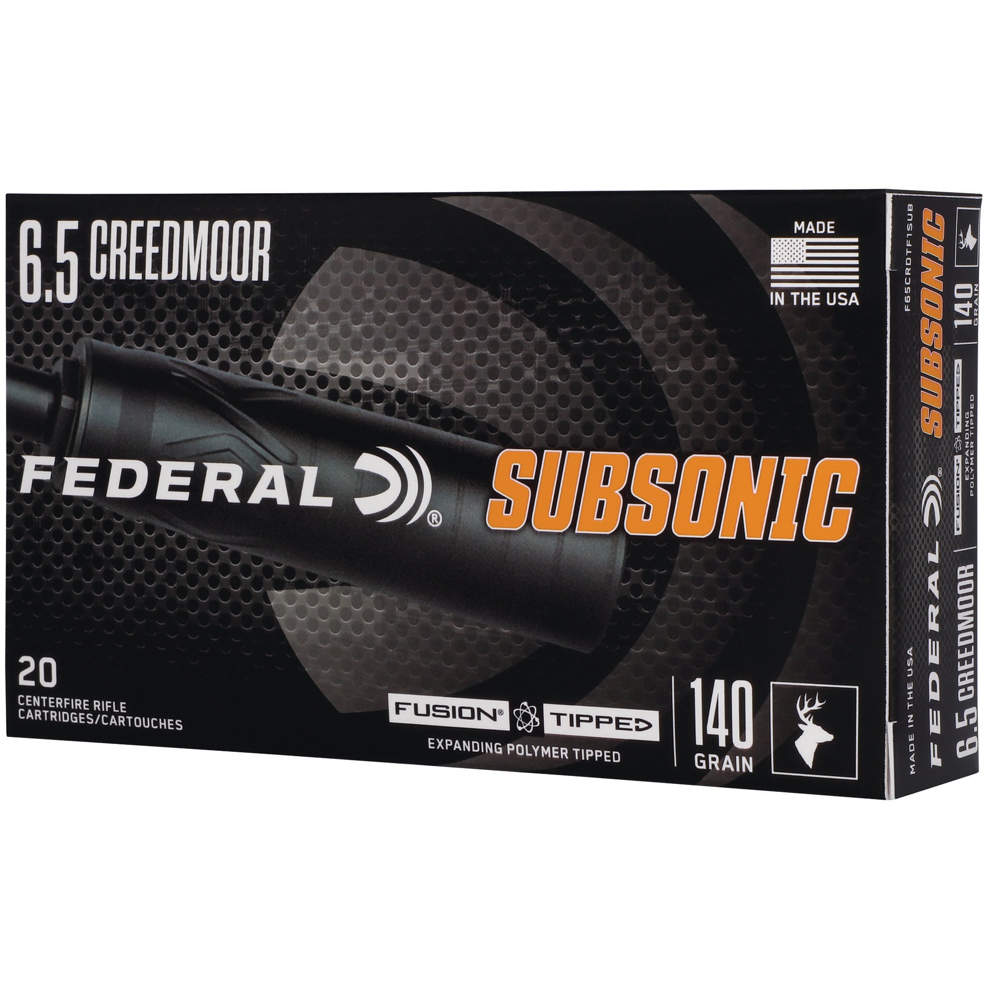 Federal Fusion Tipped .264 (6.5 Creedmoor) 140-Grain Centerfire Rifle Ammunition, 20 Rounds per Box