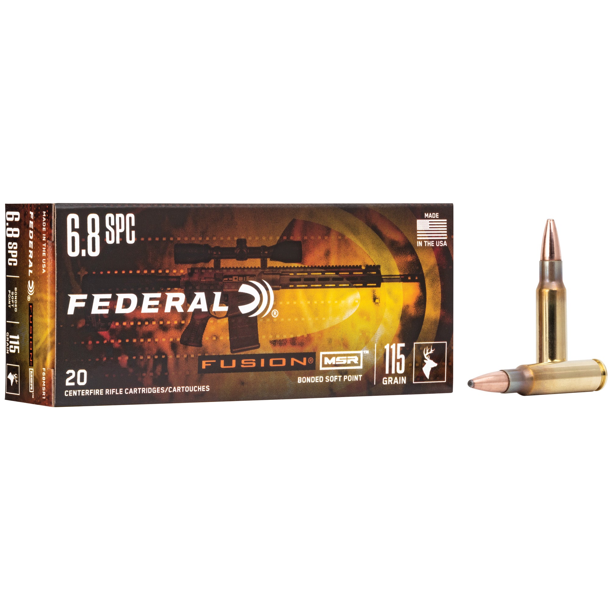Federal Fusion 6.8 SPC 115-Grain Solid Base Rifle Ammunition (20/200)