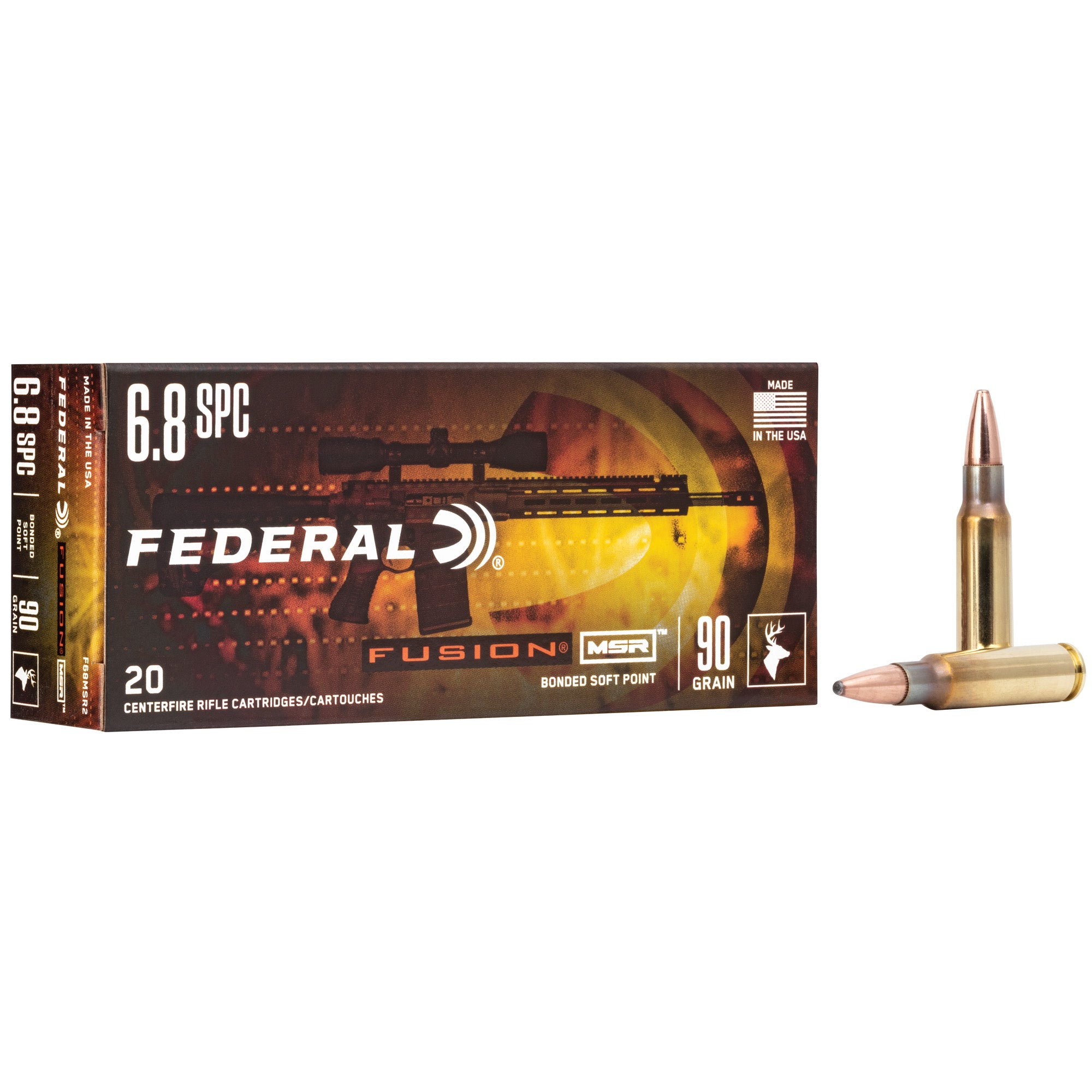 Federal Fusion 6.8 SPC 90-Grain Solid Base Hunting Ammunition (20 Rounds per Box)