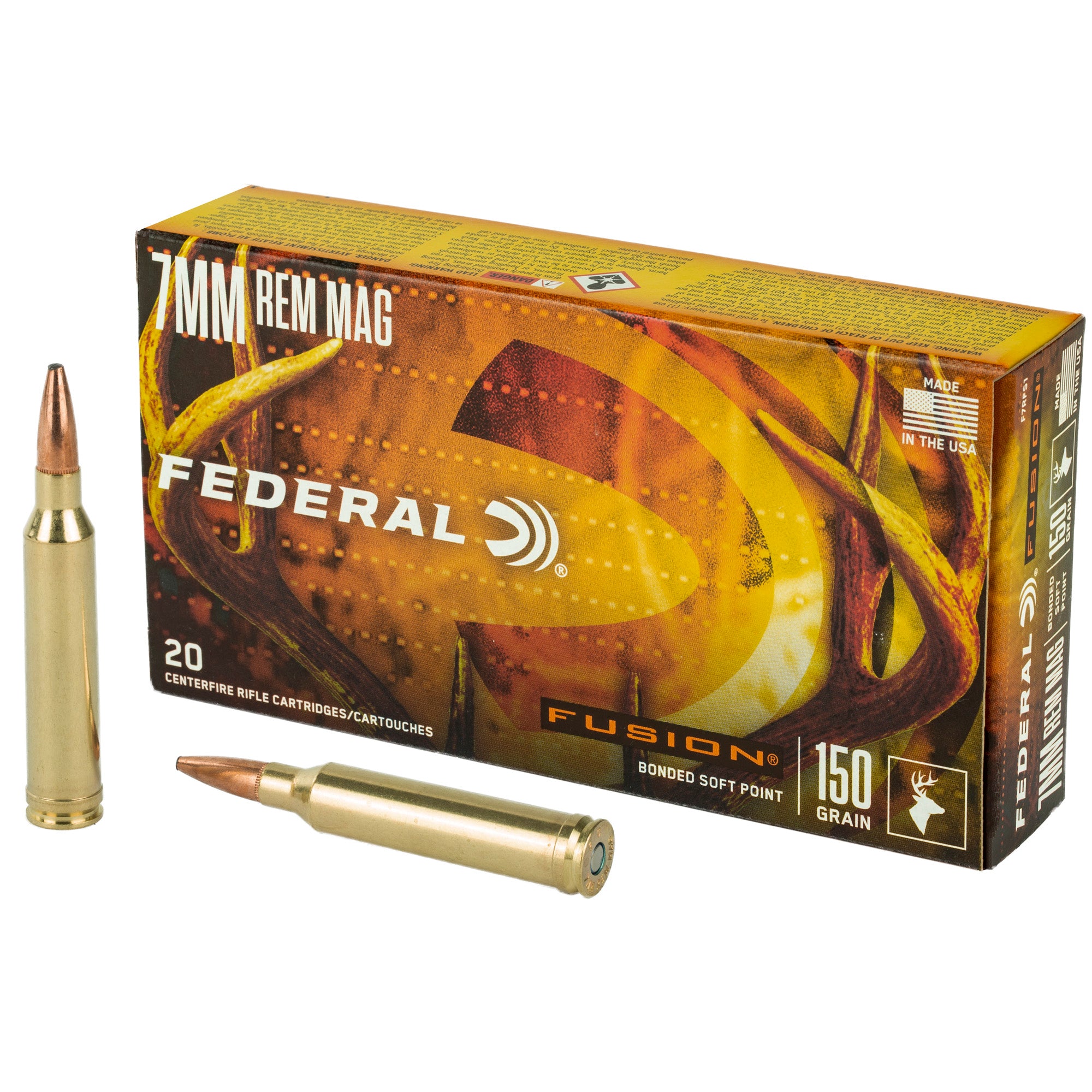 Federal Fusion 7mm Remington Magnum 150-Grain Boat Tail Rifle Ammunition - 20 Rounds per Box