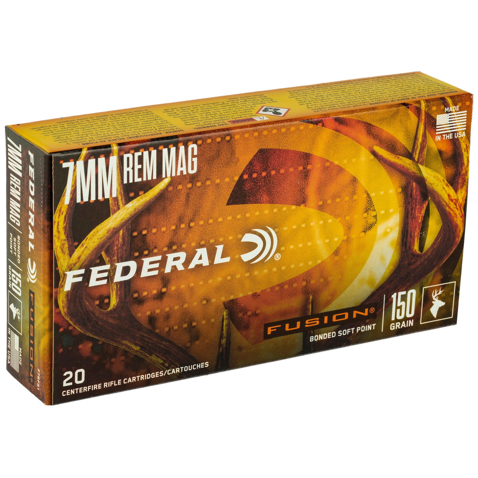Federal Fusion 7mm Remington Magnum 150-Grain Boat Tail Rifle Ammunition - 20 Rounds per Box