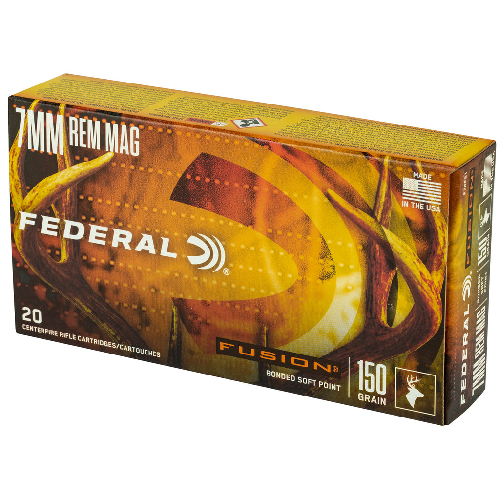 Federal Fusion 7mm Remington Magnum 150-Grain Boat Tail Rifle Ammunition - 20 Rounds per Box