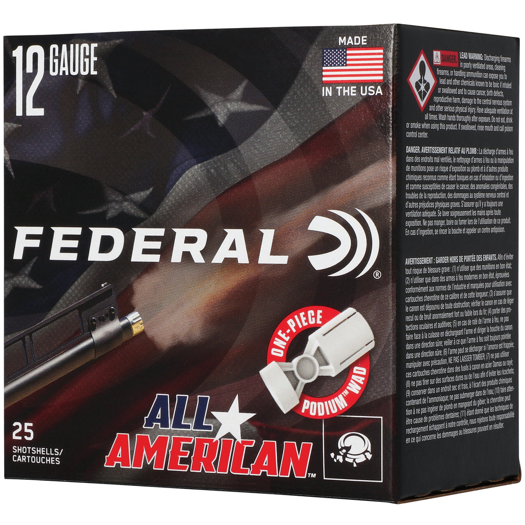 Federal All-American 12 Gauge 2.75-Inch 1 1/8 oz #8 Shot Shells - Pack of 25