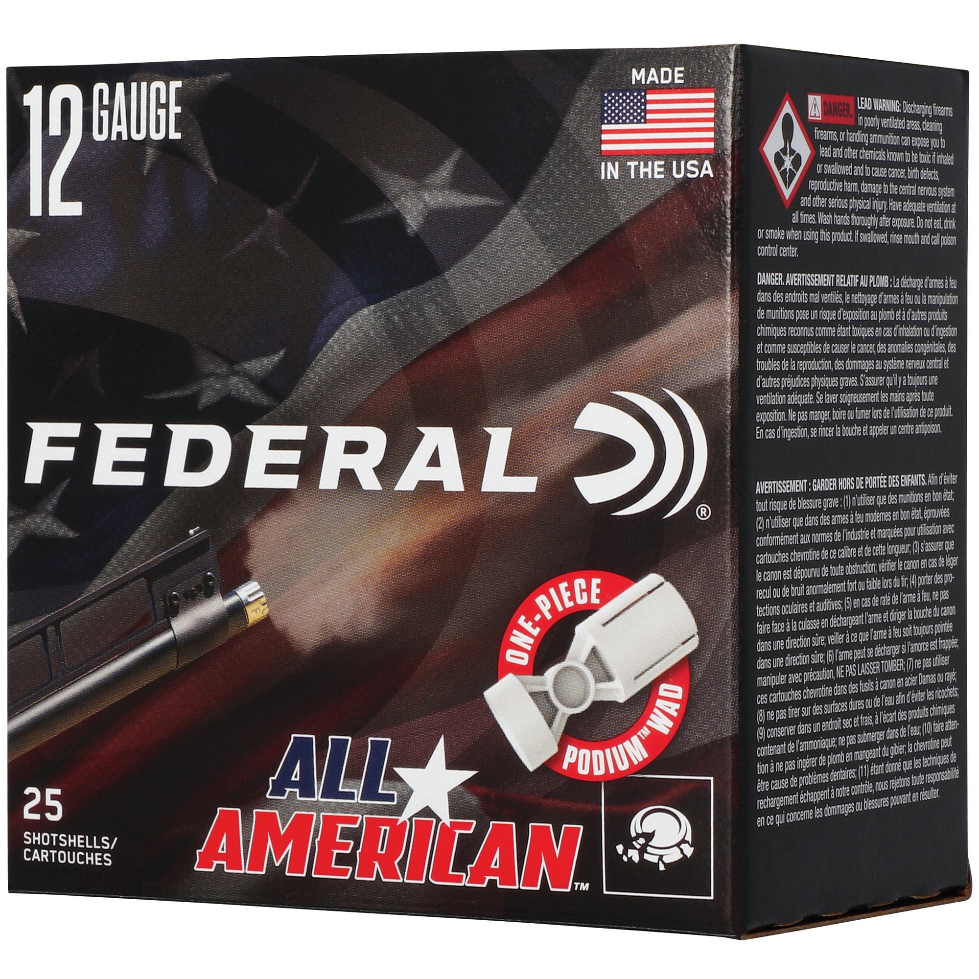 Federal All-American 12 Gauge 2.75-Inch 1 1/8 oz #8 Shot Shells - Pack of 25