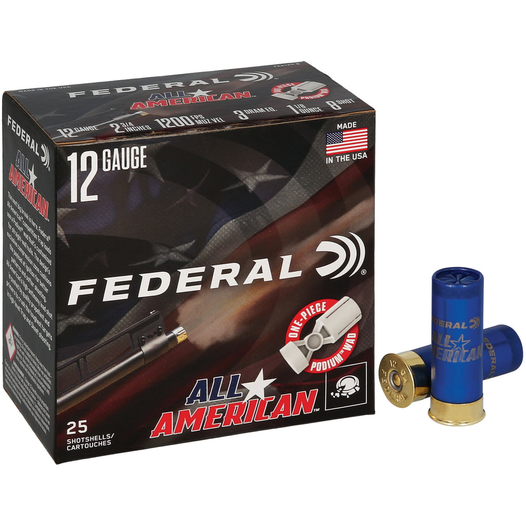 Federal All-American 12 Gauge 2.75-Inch 1 1/8 oz #8 Shot Shells - Pack of 25