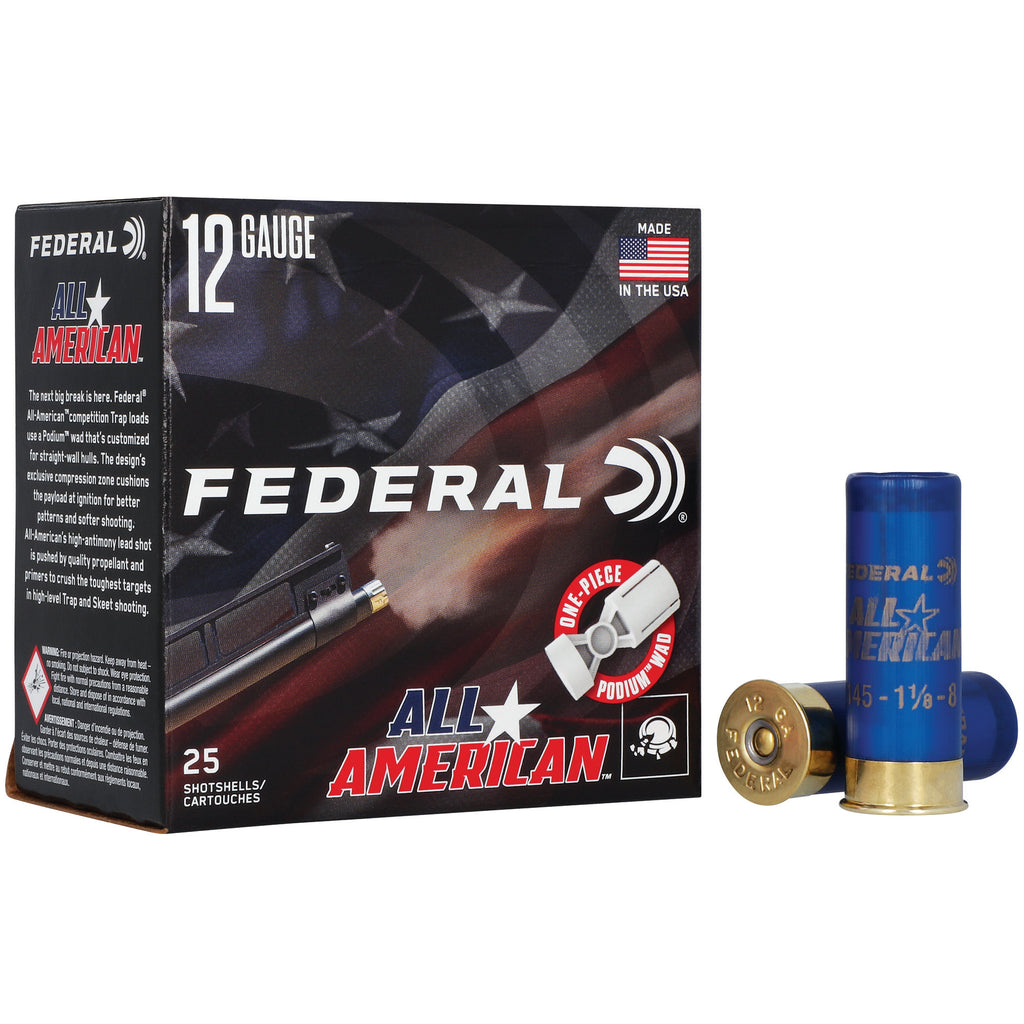 Federal All-American 12 Gauge 2.75-inch Shotshells – 1 1/8 oz #7.5 for Trap and Skeet Shooting