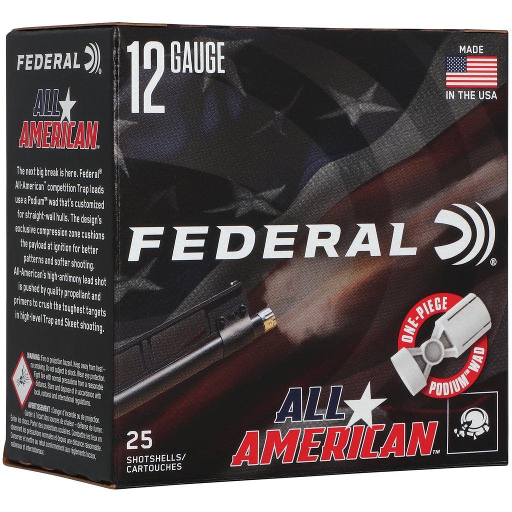 Federal All-American 12 Gauge 2.75-Inch 1 oz #8 Shot Ammo (25 Rounds per Box)