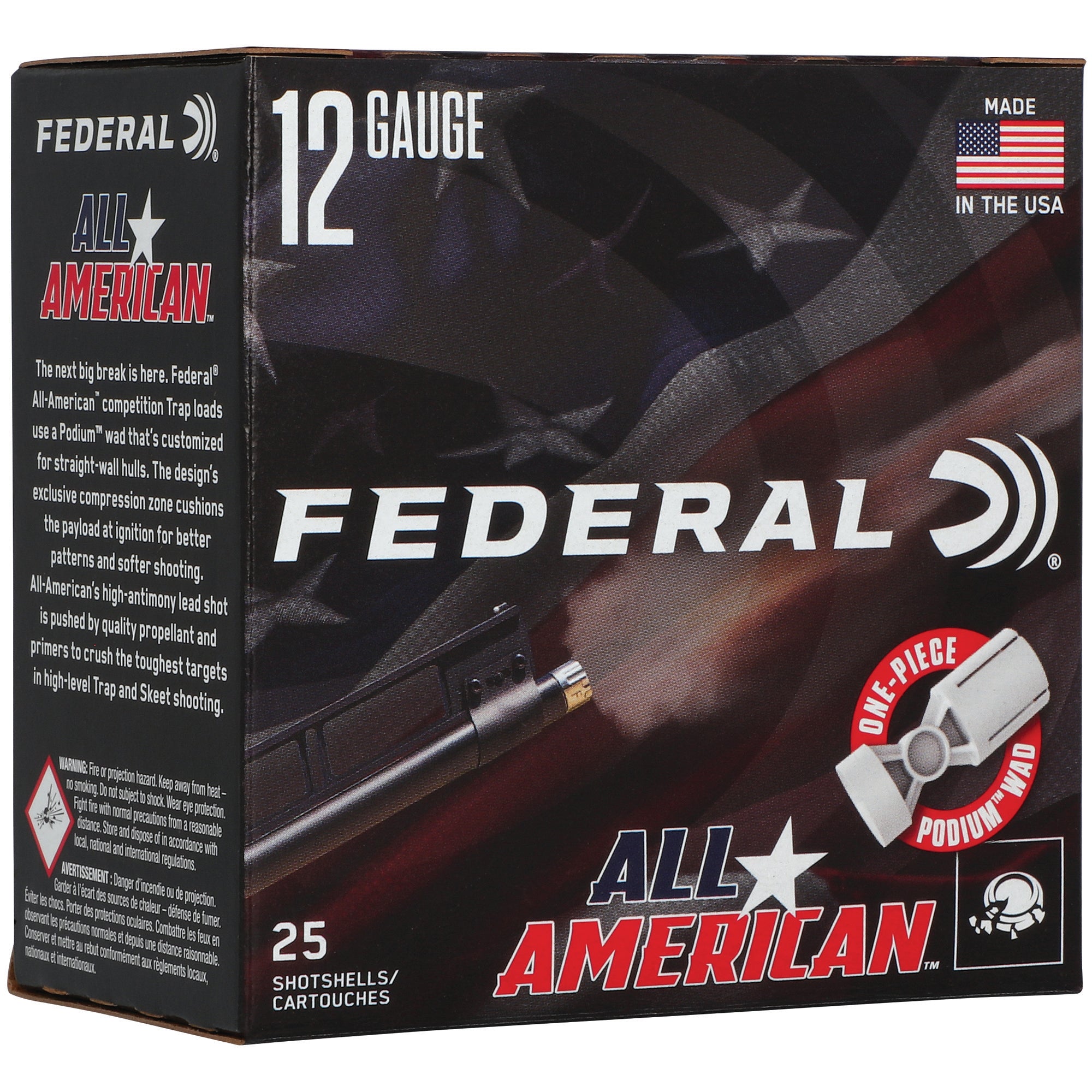Federal All-American 12 Gauge 2.75 inch Trap Shots with #7.5 Lead, 1 1/8 oz - 25 Rounds per Box