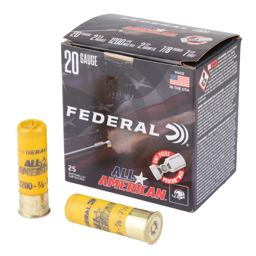 Federal All-American 20 Gauge 2.75-Inch 7/8 oz #7.5 Shot Trap and Skeet Ammo (25 Rounds)