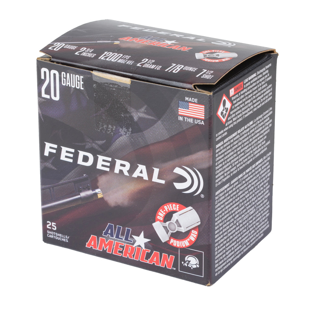 Federal All-American 20 Gauge 2.75-Inch 7/8 oz #7.5 Shot Trap and Skeet Ammo (25 Rounds)