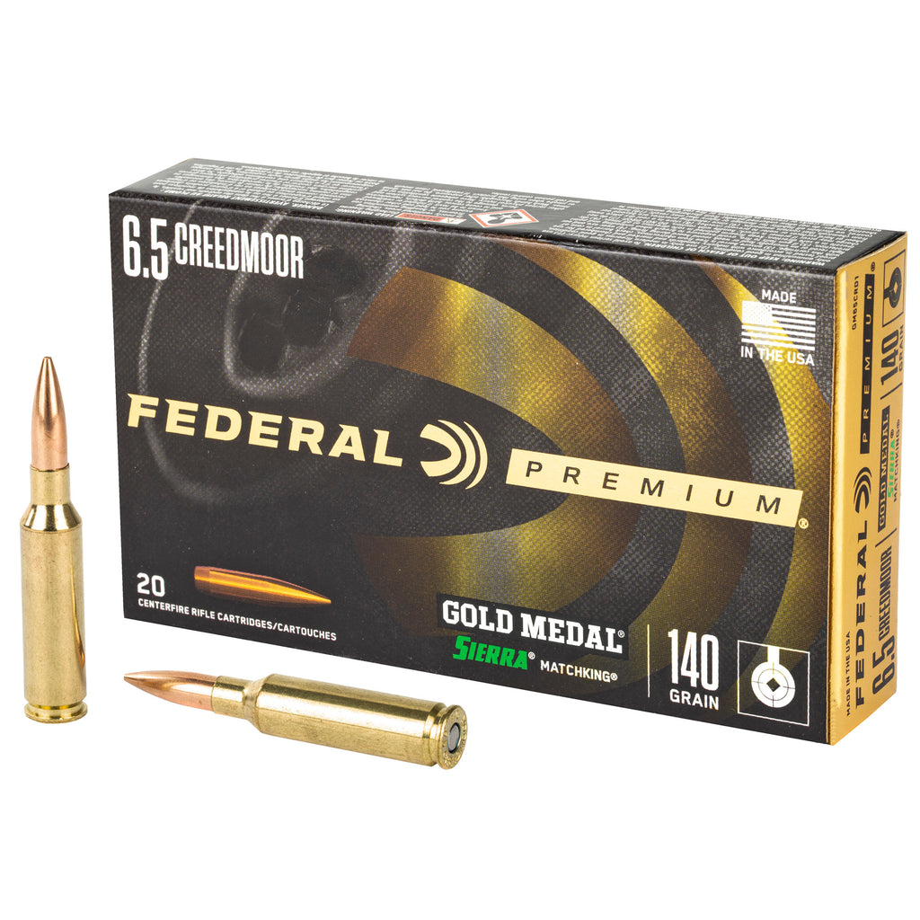 Federal Gold Medal 6.5 Creedmoor 140 Grain Sierra MatchKing Boat Tail Hollow Point Rifle Ammunition - Model GM65CRD1