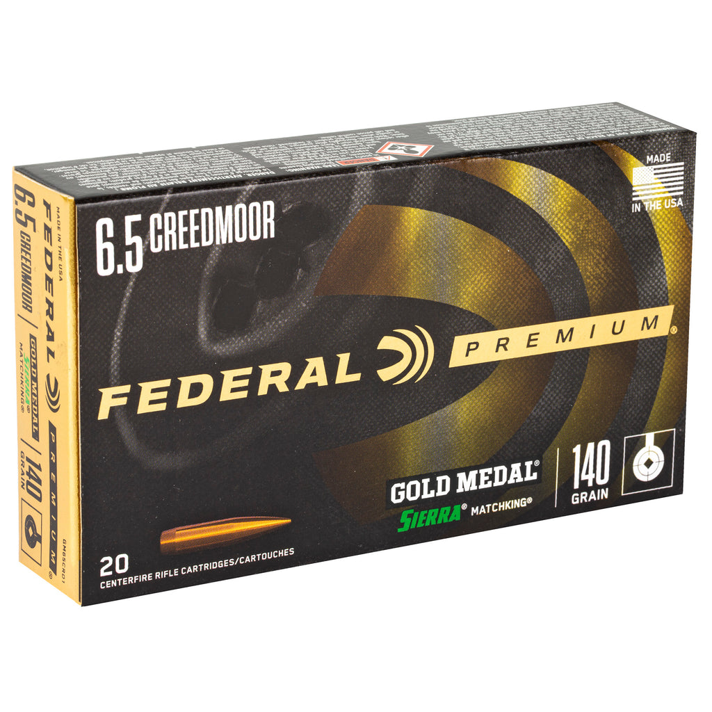 Federal Gold Medal 6.5 Creedmoor 140 Grain Sierra MatchKing Boat Tail Hollow Point Rifle Ammunition - Model GM65CRD1