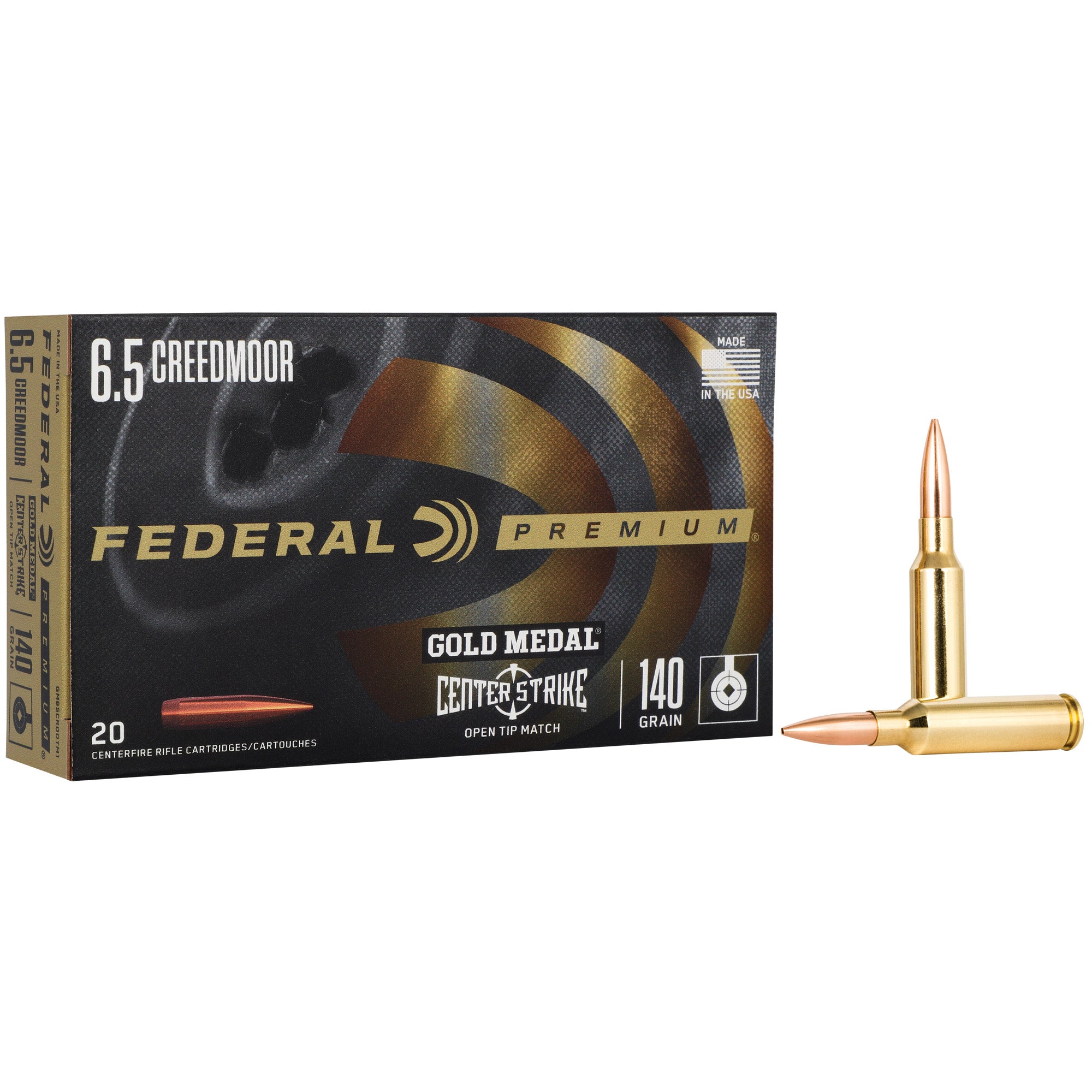 Federal Premium Gold Medal 6.5 Creedmoor 140 Grain Open Tip Match Rifle Ammunition