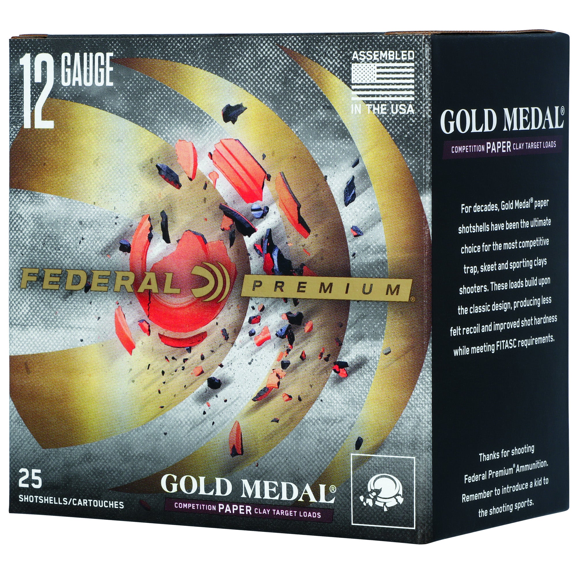 Federal Premium Gold Medal Paper Shotshells 12 Gauge, 1 oz #7.5, 25 Rounds per Box