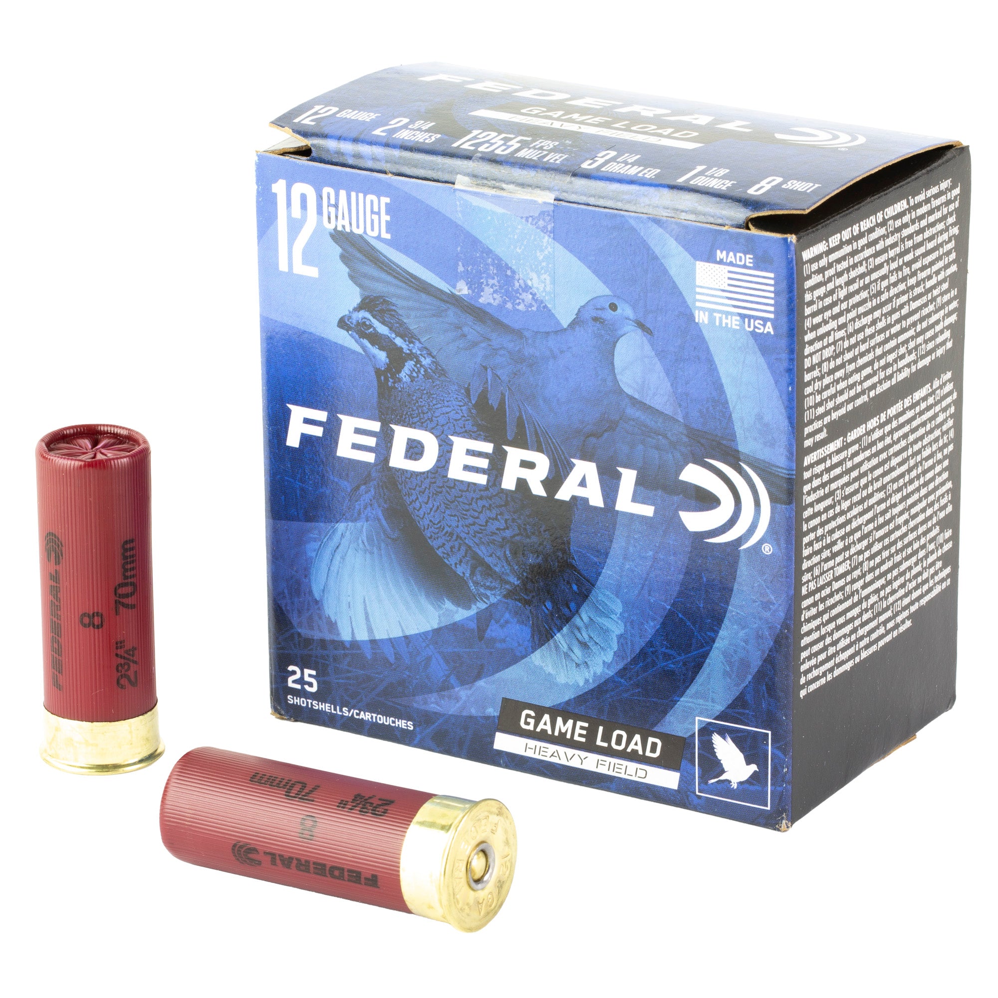 Federal Game Load 12 Gauge 2.75-inch, 1 1/8 oz #8 Shot – Reliable Upland Game Hunting Ammo