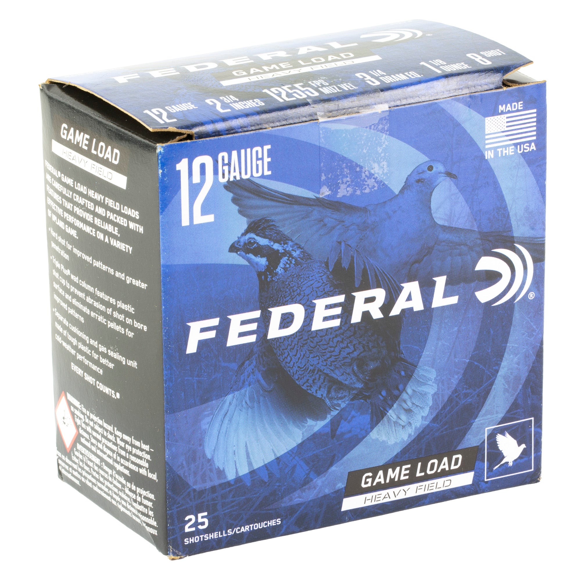 Federal Game Load 12 Gauge 2.75-inch, 1 1/8 oz #8 Shot – Reliable Upland Game Hunting Ammo