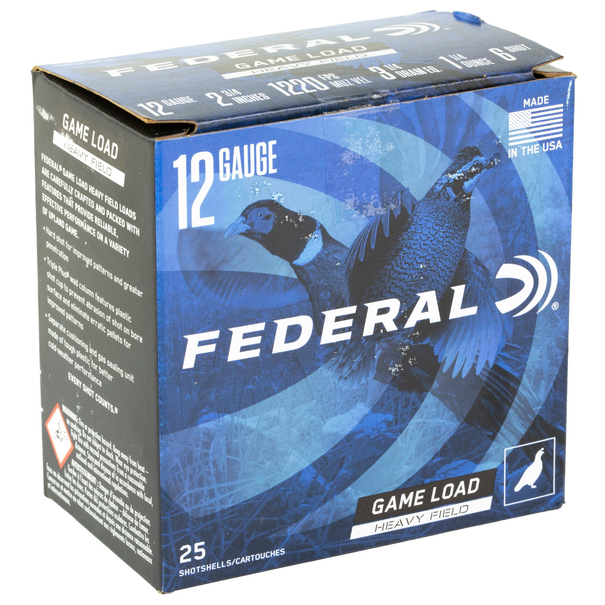 Federal Game Load 12 Gauge 2.75 Inch, 1 1/4 oz #6 Shot - Reliable Upland Game Hunting Ammunition