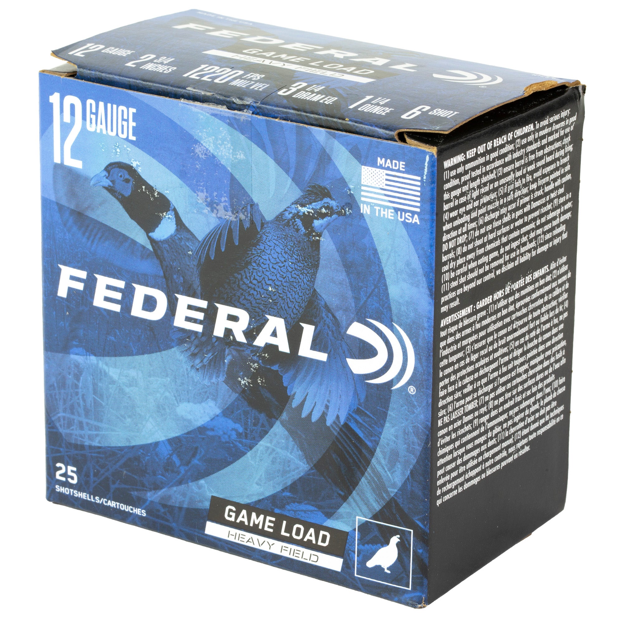 Federal Game Load 12 Gauge 2.75 Inch, 1 1/4 oz #6 Shot - Reliable Upland Game Hunting Ammunition