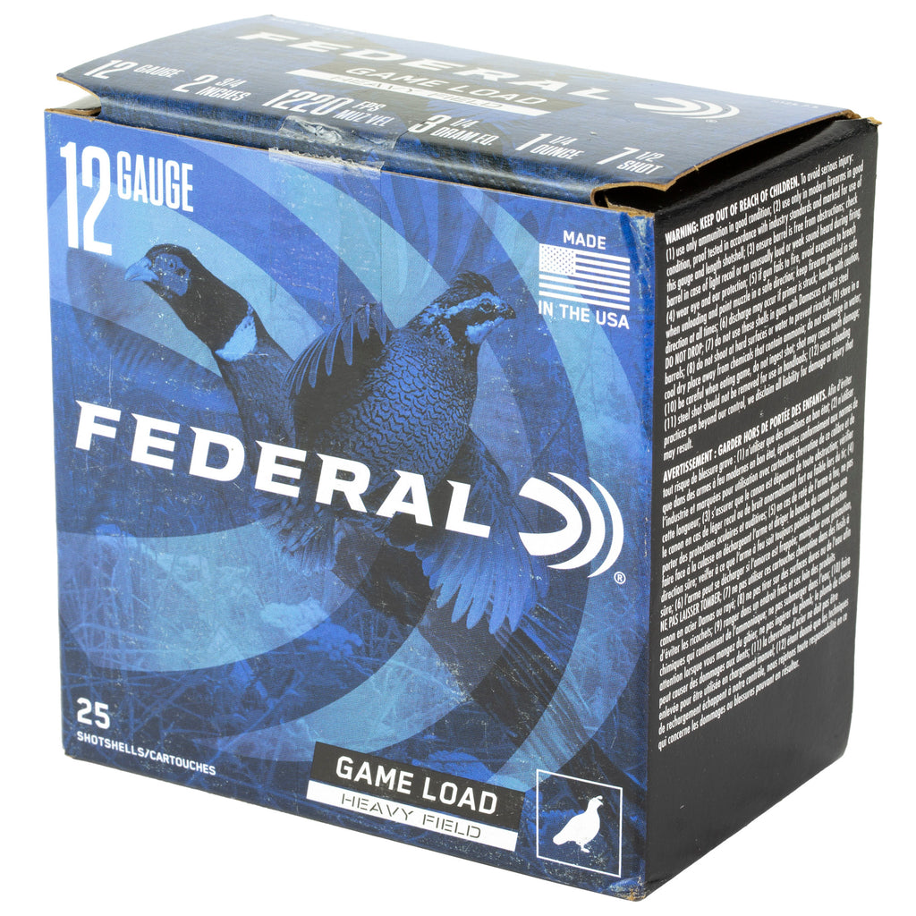 Federal Game Load 12 Gauge 2.75-Inch Shotgun Ammo, 1 1/4 Ounce of #7.5 Shot, Model H12575