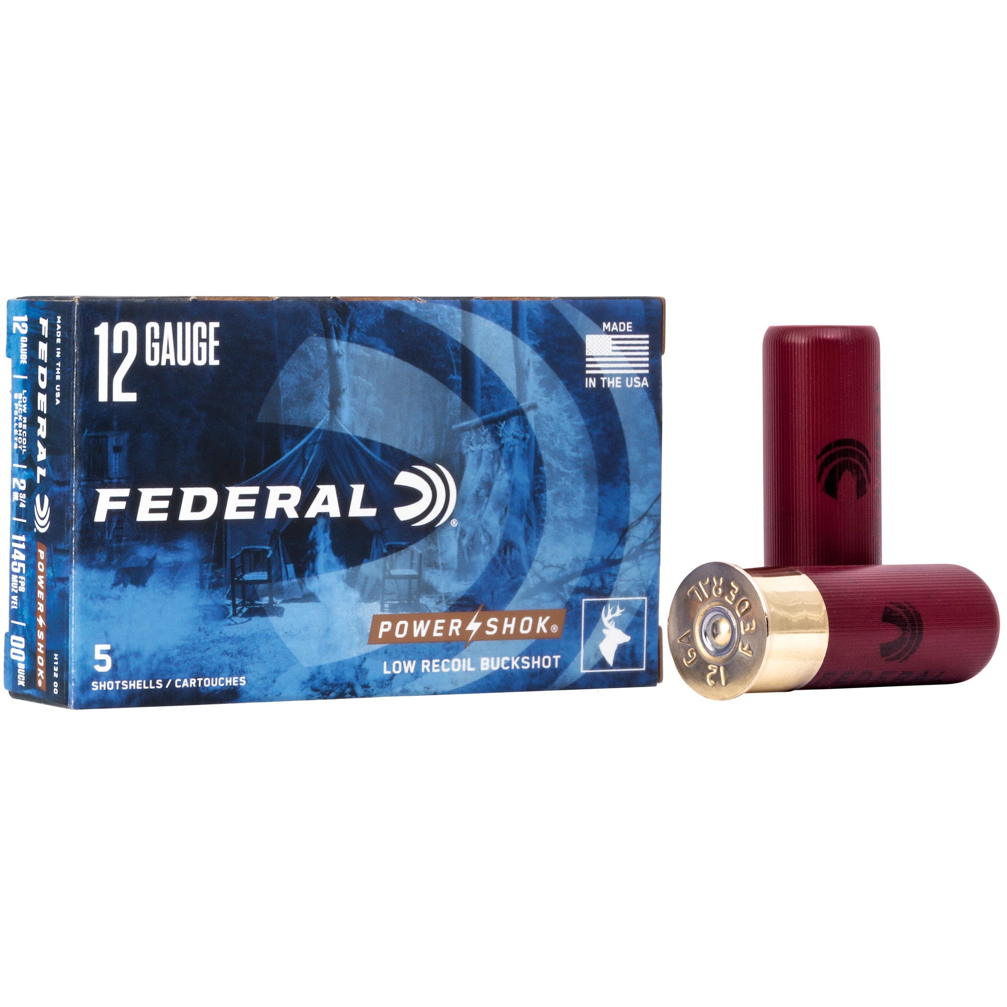 Federal PowerShok 12 Gauge 2.75-Inch 00 Buckshot - 5 Rounds per Box