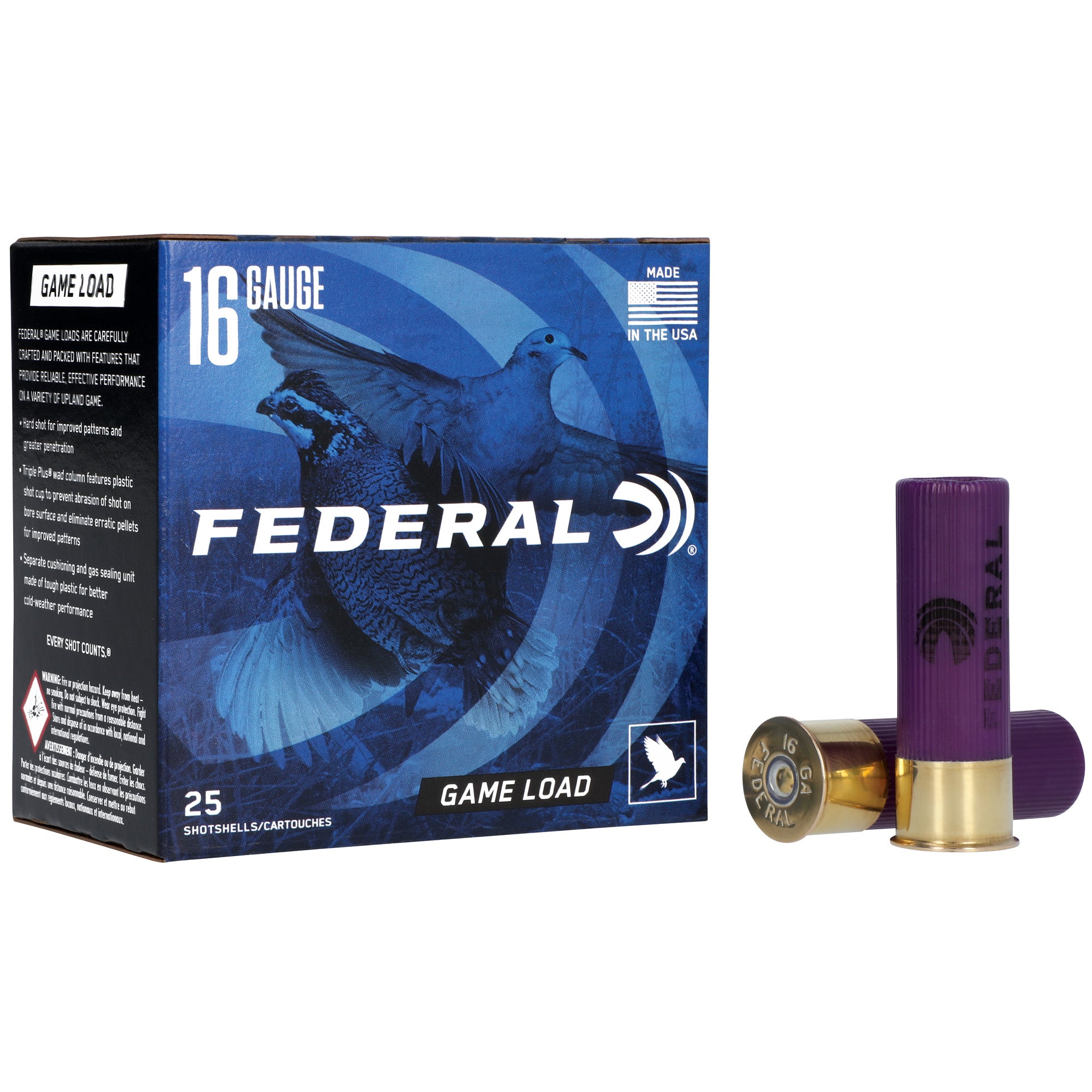 Federal Game Load 16 Gauge 2 3/4 Inch 1 oz #7.5 Partition Shotshells (25/250)
