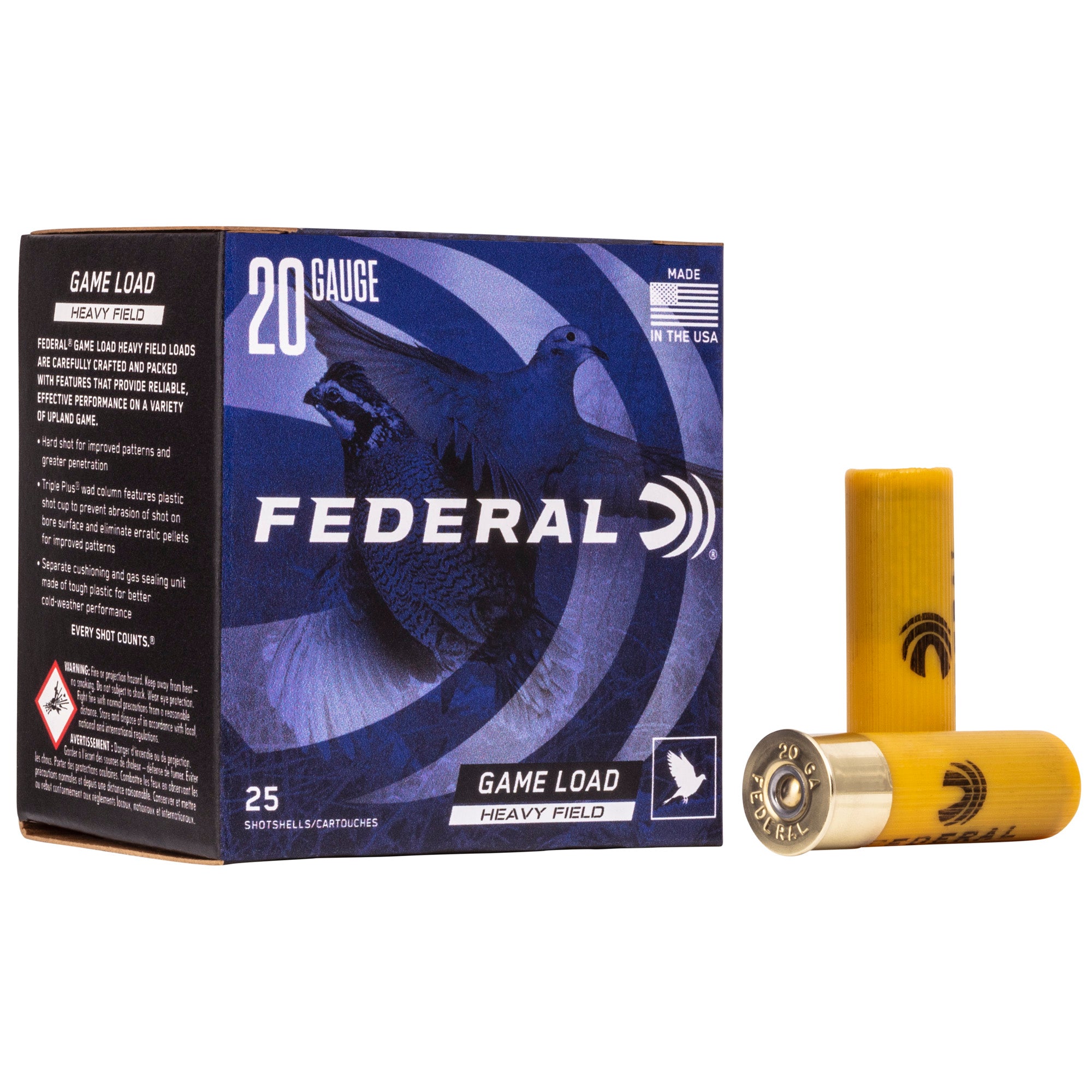 Federal GameShok 20 Gauge 2.75 inch #6 Shot Shells - 1 oz Partitions for Upland Game Hunting