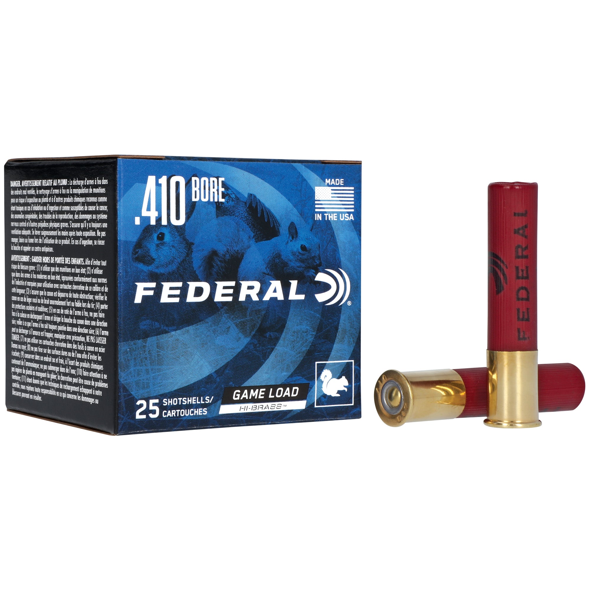 Federal GameShok Upland Hi-Brass 410 Bore Shotshells – 1/2 oz #6 Shot, 25 Rounds per Box