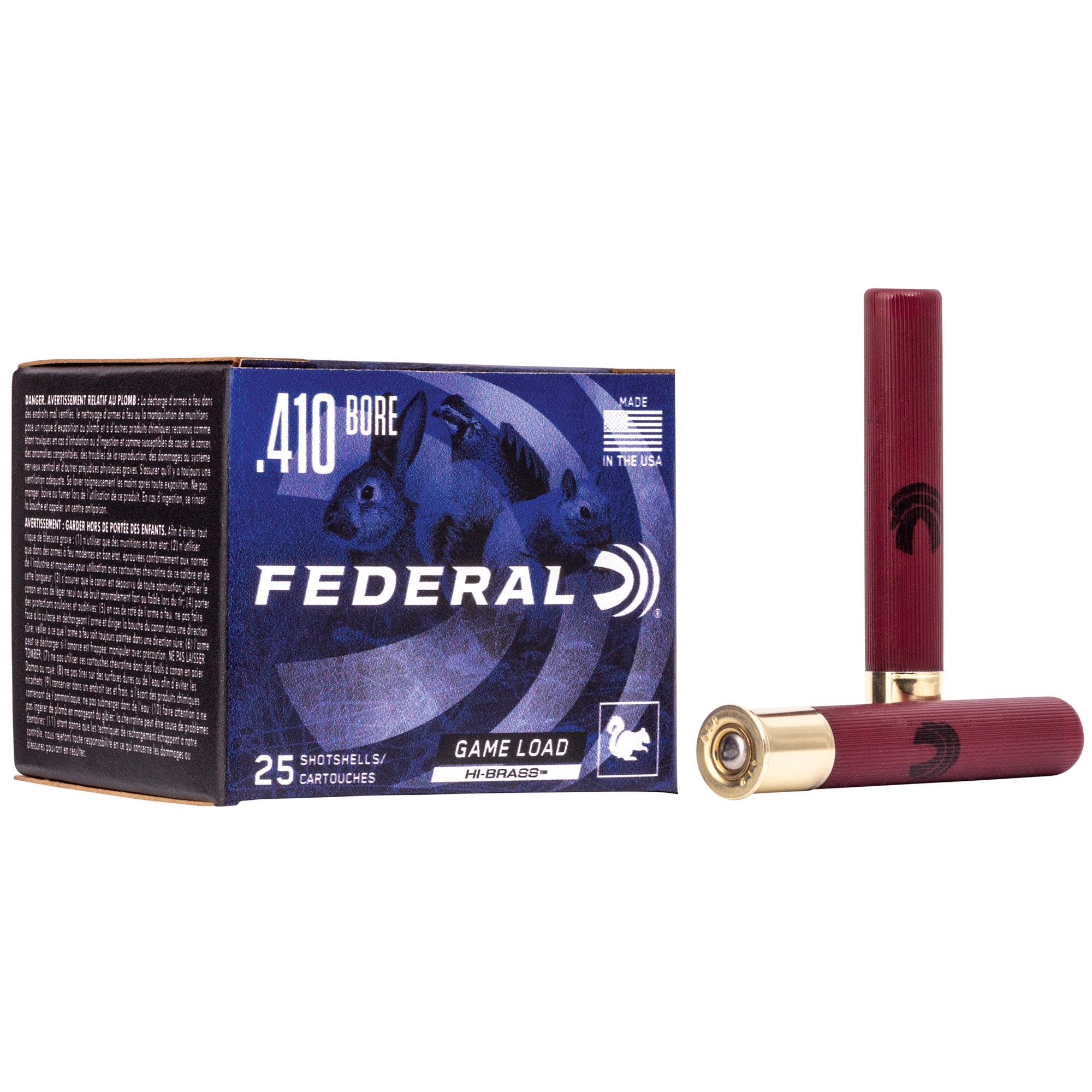 Federal GameShok Hi-Brass 410 Bore Shotshells - Max Dram, 3 Inch, #4 Shot, 25 Rounds per Box