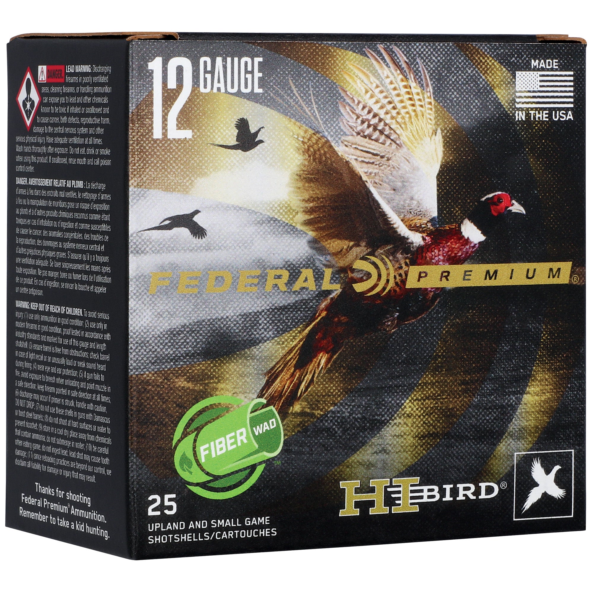 Federal Hi-Bird 12 Gauge Shotgun Shells - 1 1/4 oz #5 Shot for Upland and Game Birds
