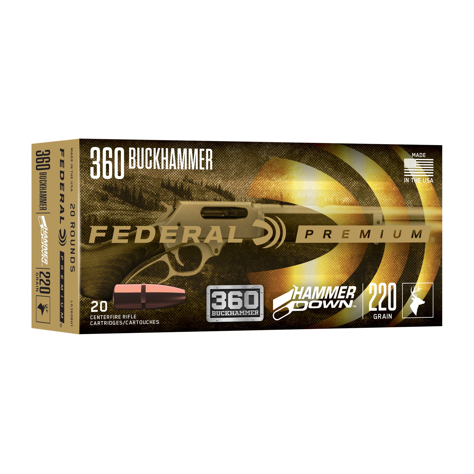 Federal HammerDown 360 Buckhammer 200-Grain Solid Base Rifle Ammunition - Proven Performance for Lever-Action Rifles