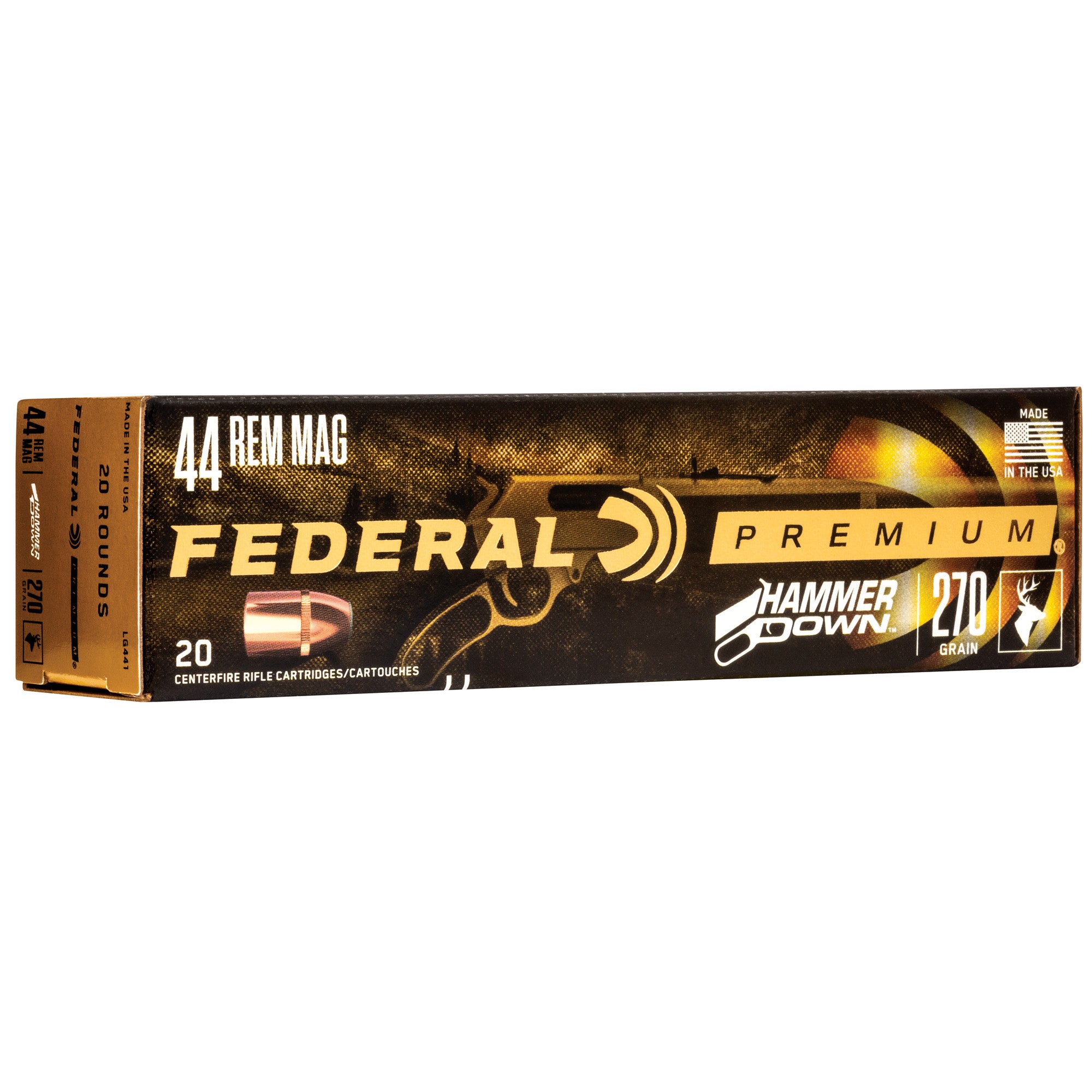 Federal Premium HammerDown 44 Magnum 270-Grain Solid Base Rifle Ammunition - 20 Rounds per Box
