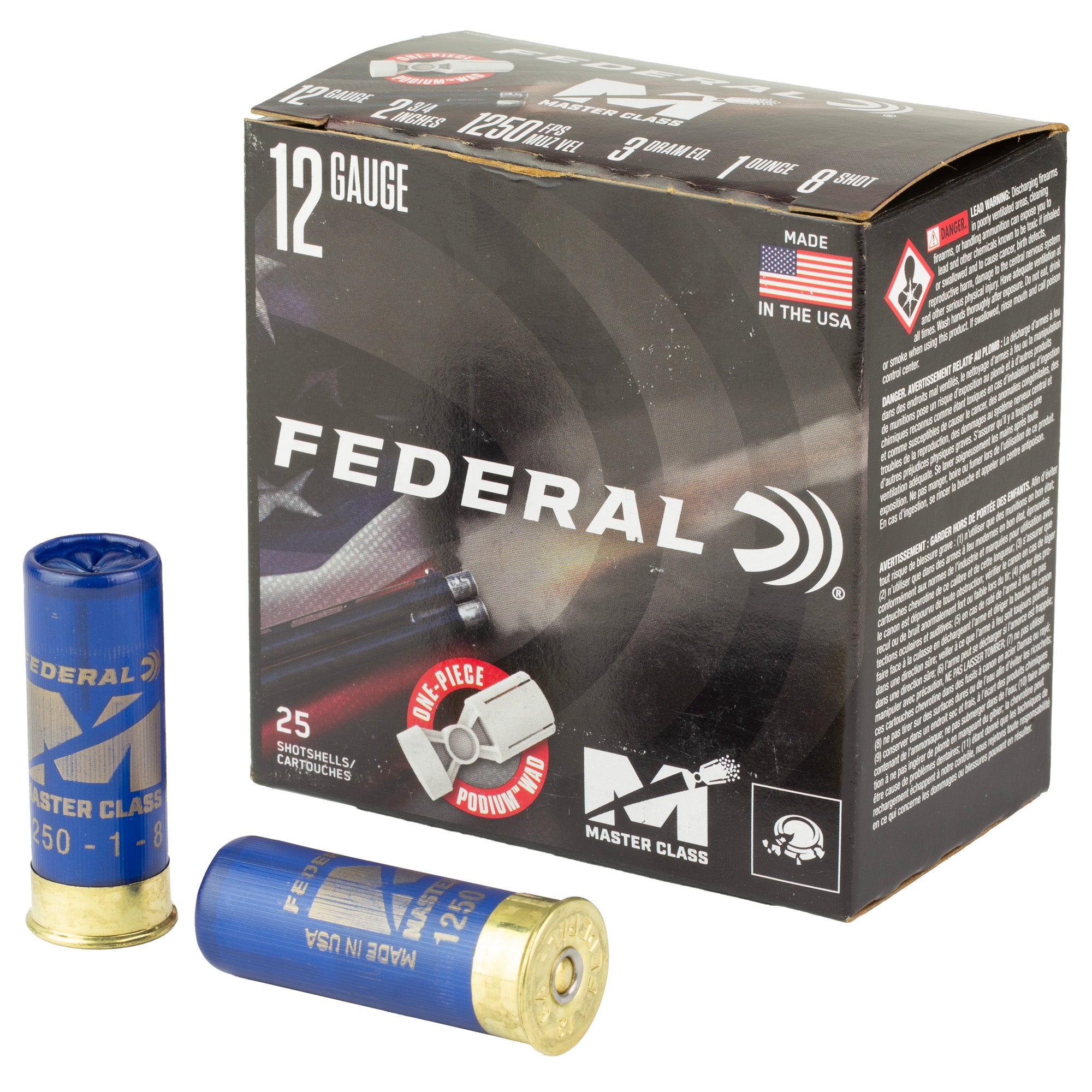Federal Master Class 12 Gauge 2.75-Inch Shotshells – 1 oz #8, Competition-Grade Sporting Clays Ammo