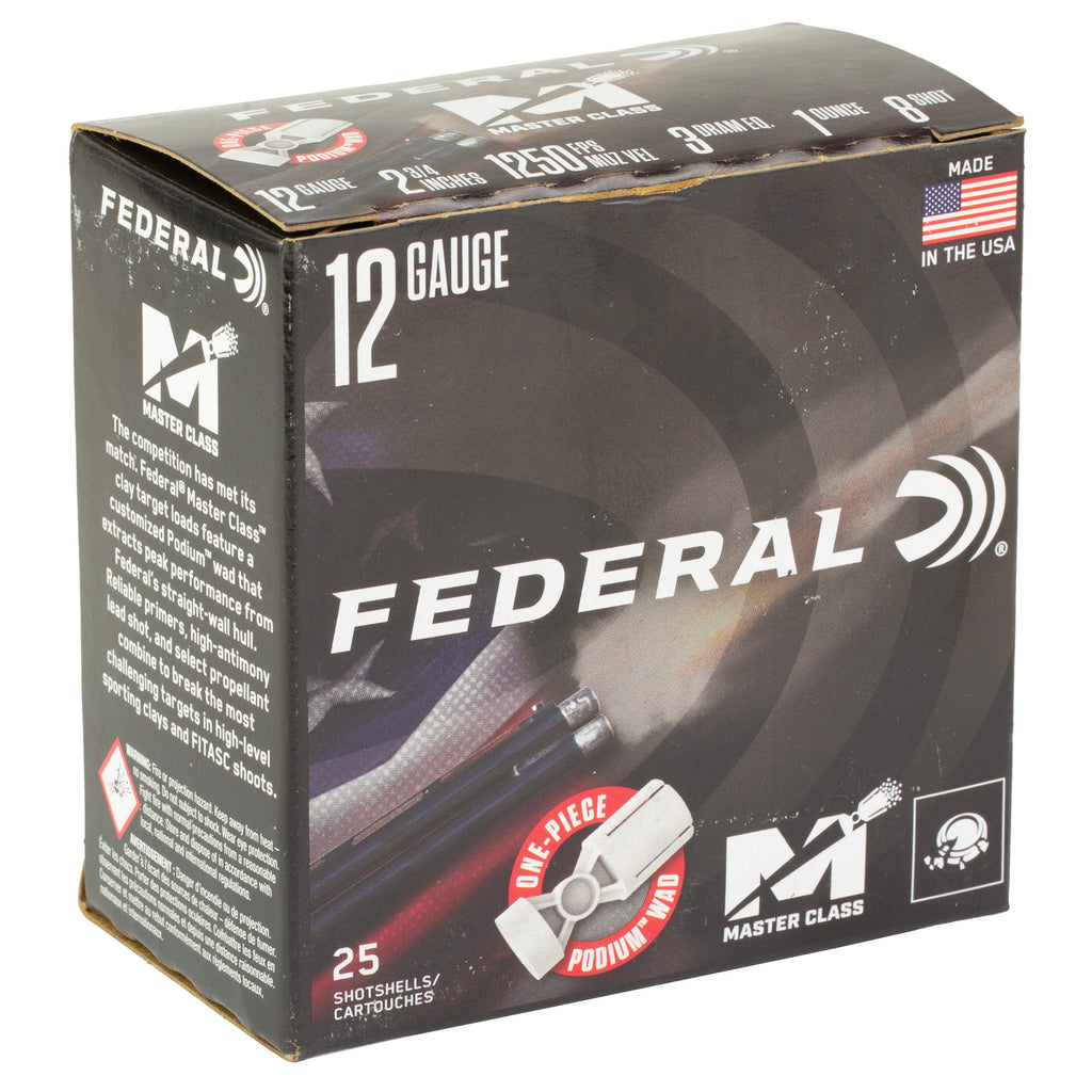 Federal Master Class 12 Gauge 2.75-Inch Shotshells – 1 oz #8, Competition-Grade Sporting Clays Ammo