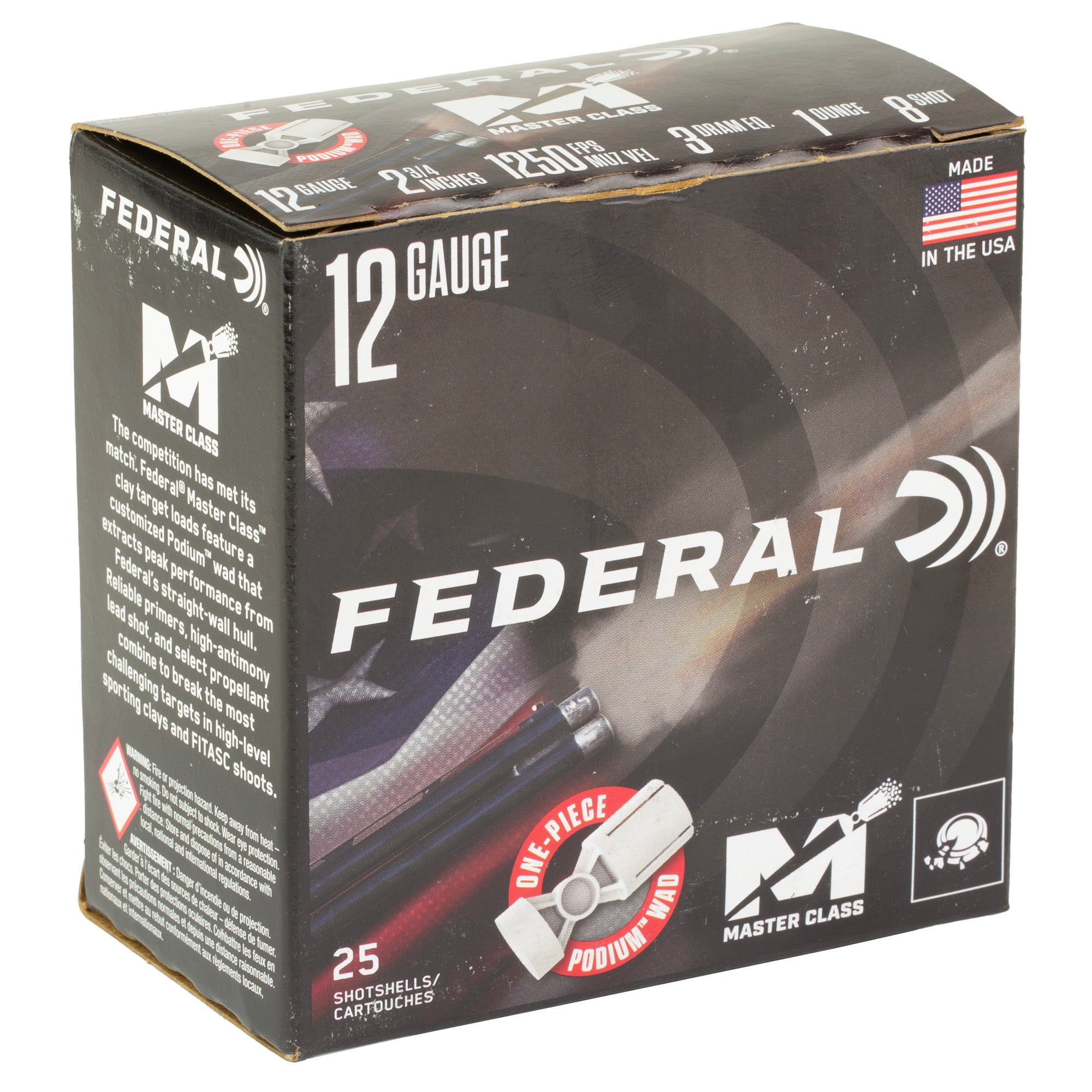 Federal Master Class 12 Gauge 2.75-Inch Shotshells – 1 oz #8, Competition-Grade Sporting Clays Ammo
