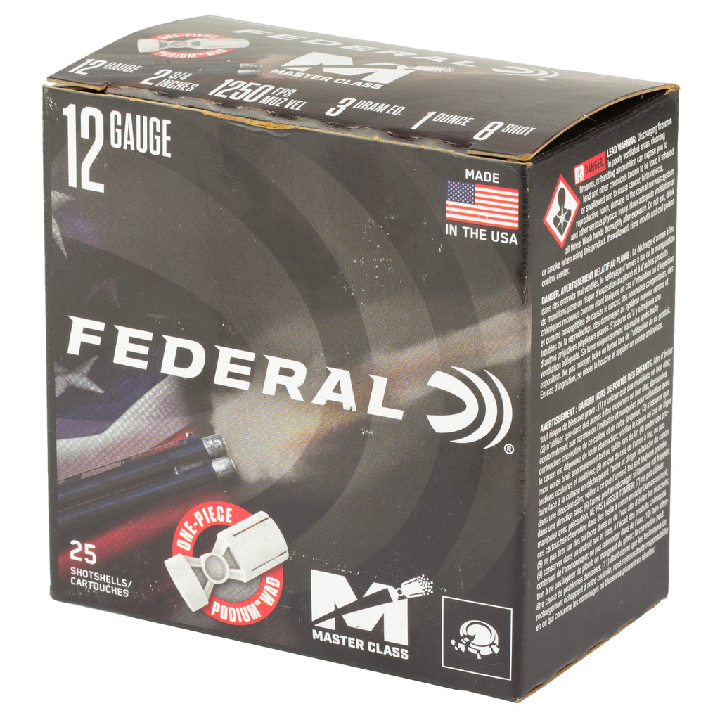 Federal Master Class 12 Gauge 2.75-Inch Shotshells – 1 oz #8, Competition-Grade Sporting Clays Ammo