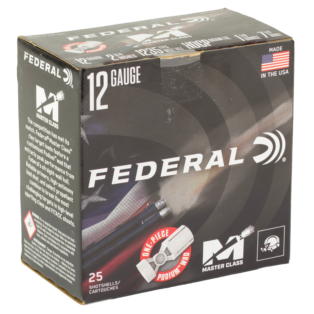 Federal Master Class 12 Gauge Shotshells - 1 1/8 oz #7.5, Model MC12HC75