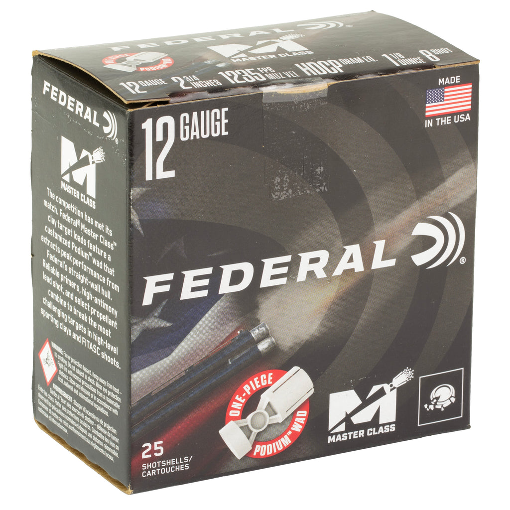 Federal Master Class 12 Gauge 2.75-Inch Shotshells with #8 Shot, 1-1/8 Ounce - Pack of 25