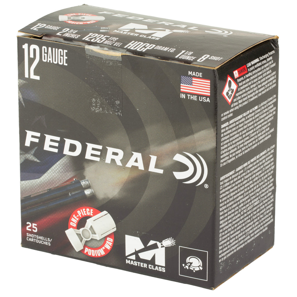 Federal Master Class 12 Gauge 2.75-Inch Shotshells with #8 Shot, 1-1/8 Ounce - Pack of 25