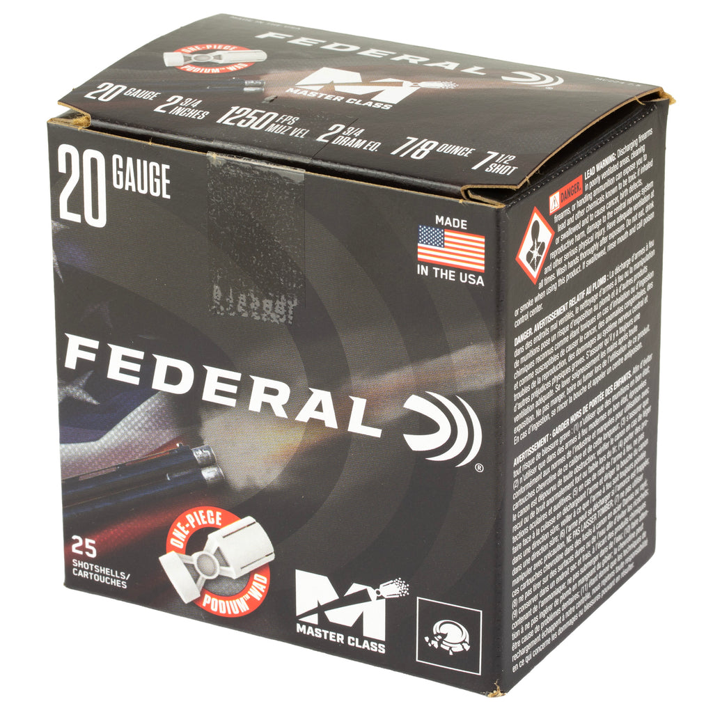 Federal Master Class 20 Gauge 2-3/4 Inch 7/8 oz #7.5 Competition Sporting Clay Ammunition