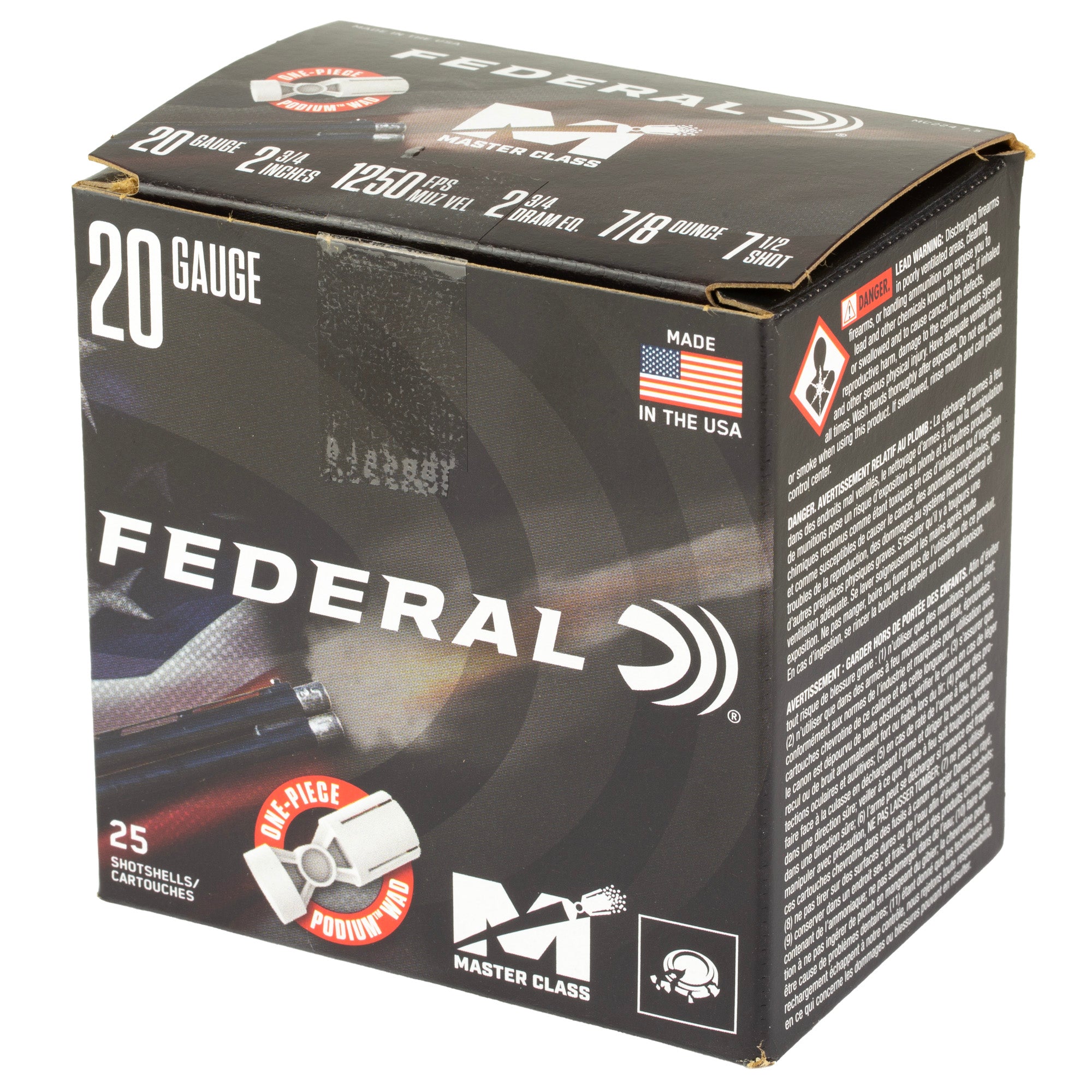 Federal Master Class 20 Gauge 2-3/4 Inch 7/8 oz #7.5 Competition Sporting Clay Ammunition