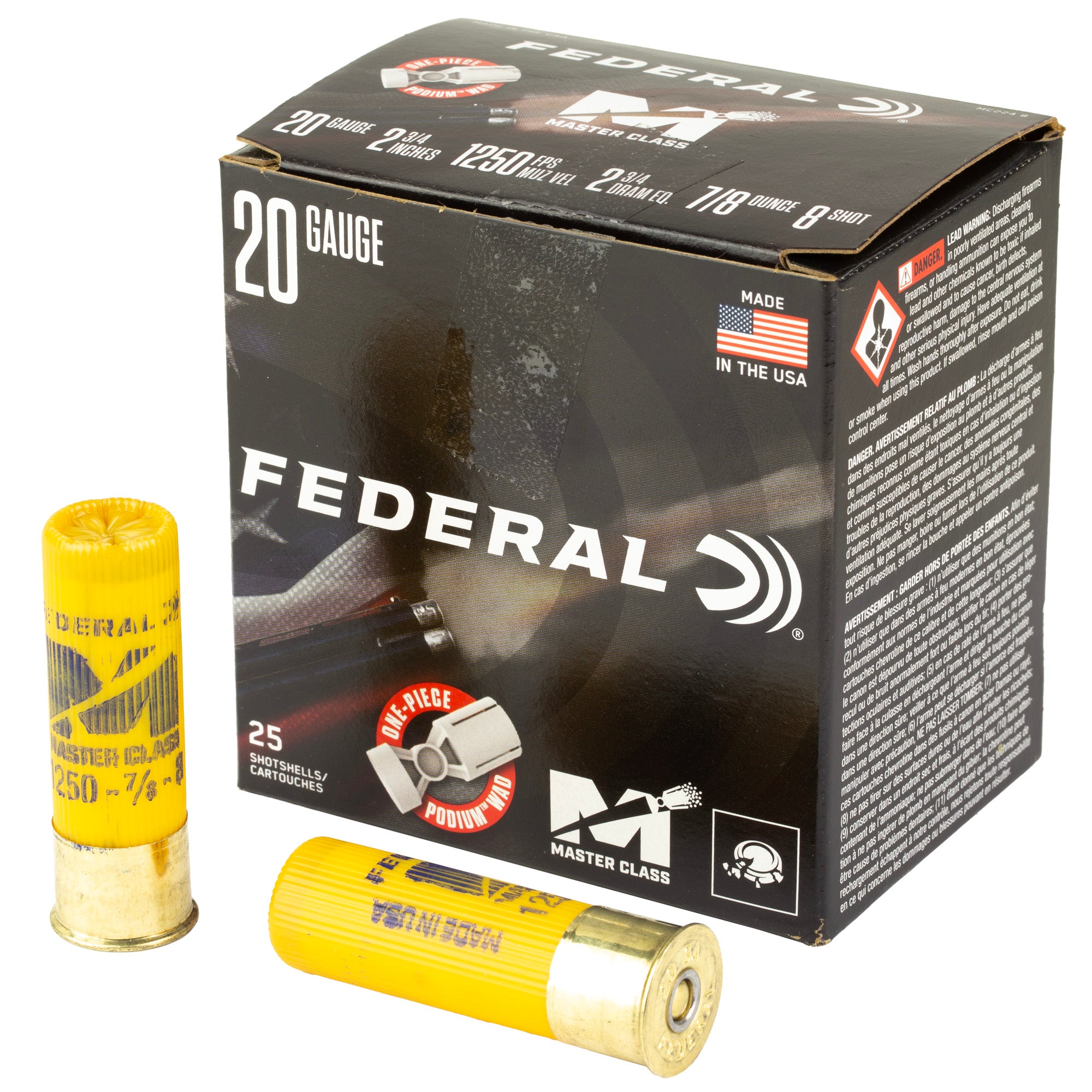 Federal Master Class 20 Gauge 2.75-inch 7/8 oz #8 Competition Sporting Clay Ammunition